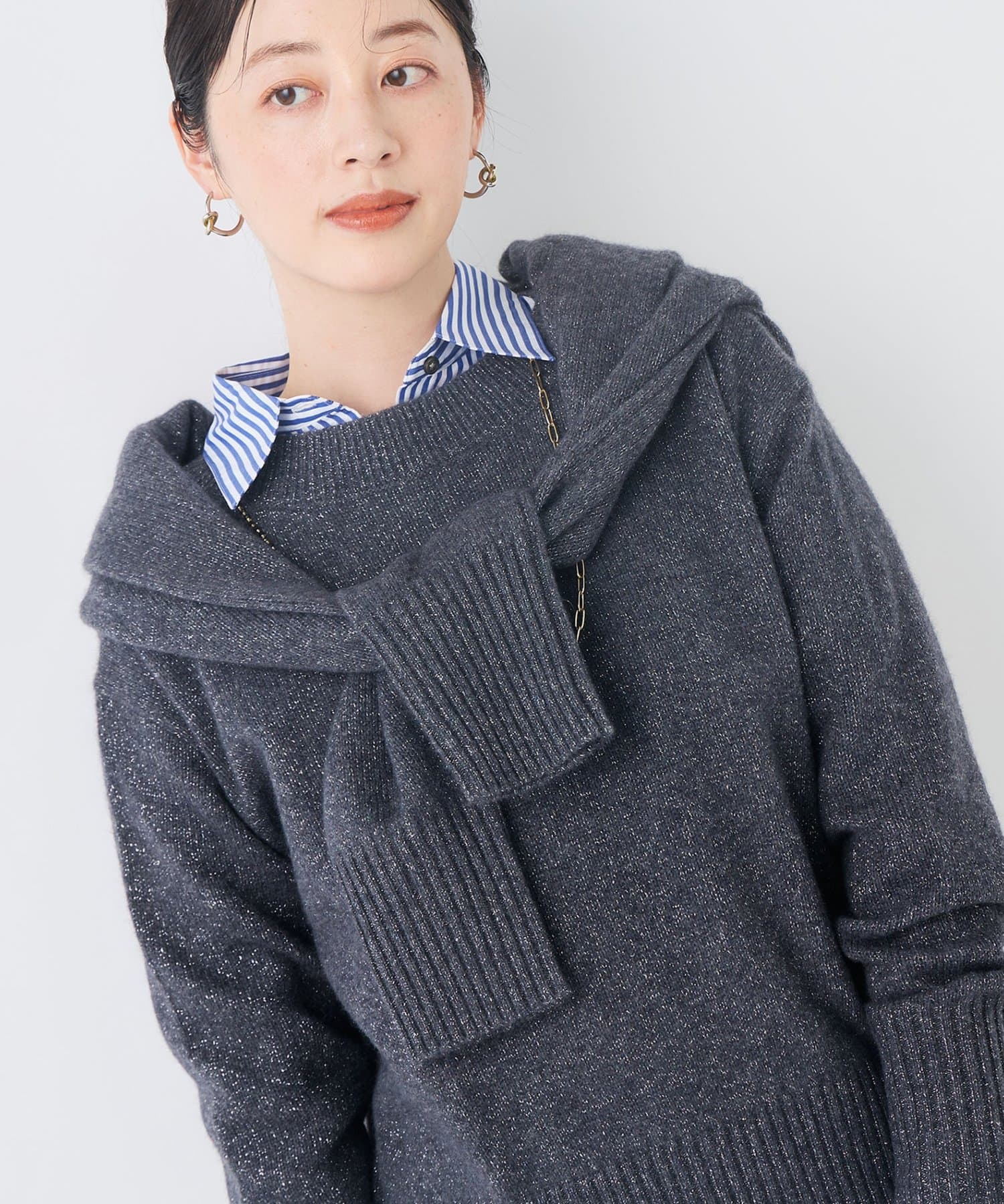 NOLLEY'S(ノーリーズ) 《手洗い可能》へアリーラメボートネックプルオーバー