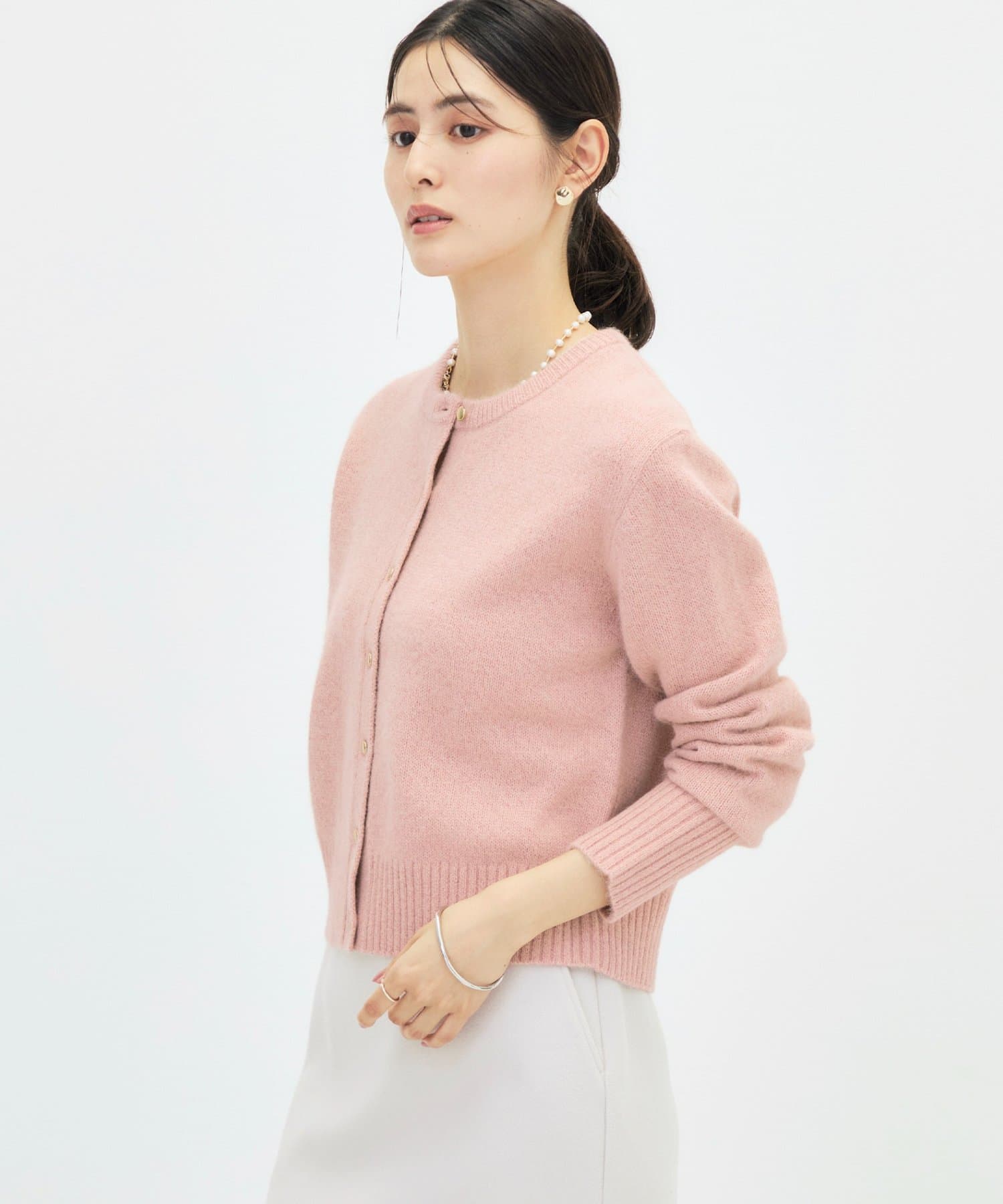 NOLLEY'S(ノーリーズ) 《手洗い可能》へアリーラメクルーネックカーディガン