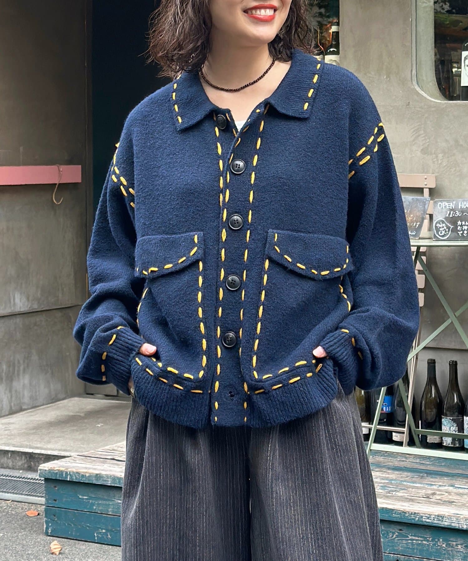 CPCM(シーピーシーエム) モヘアタッチステッチニットシャツ