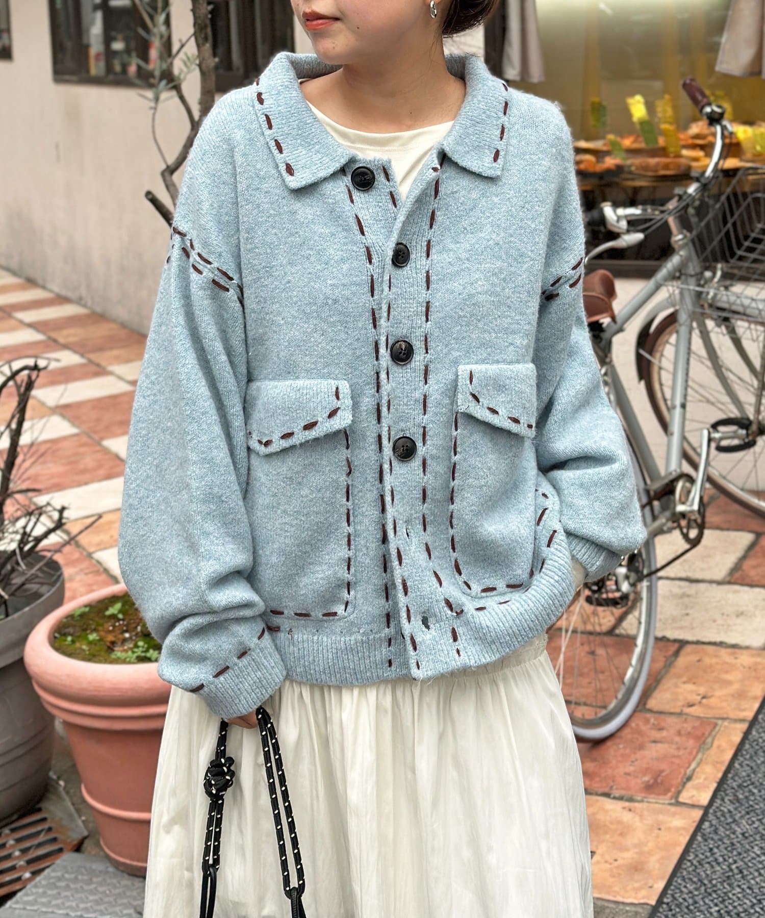 CPCM(シーピーシーエム) モヘアタッチステッチニットシャツ
