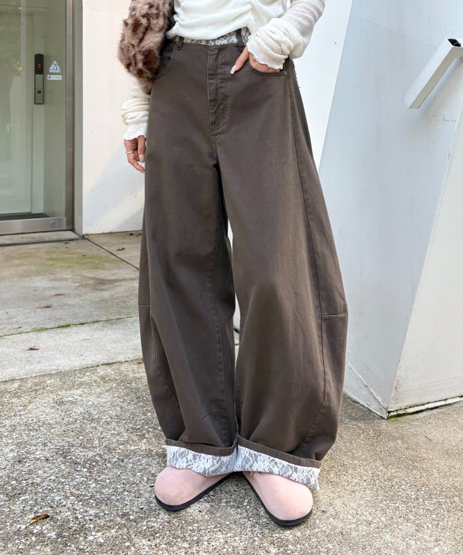 w closet(ダブルクローゼット) 【2サイズ展開】カーブデニムパンツ