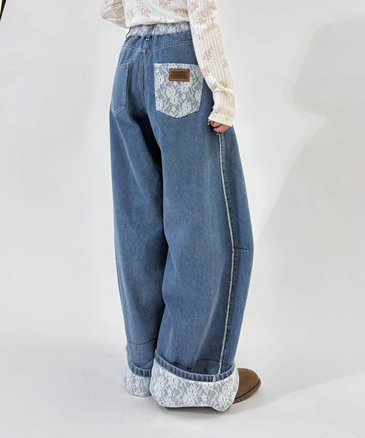 w closet(ダブルクローゼット) 【2サイズ展開】カーブデニムパンツ