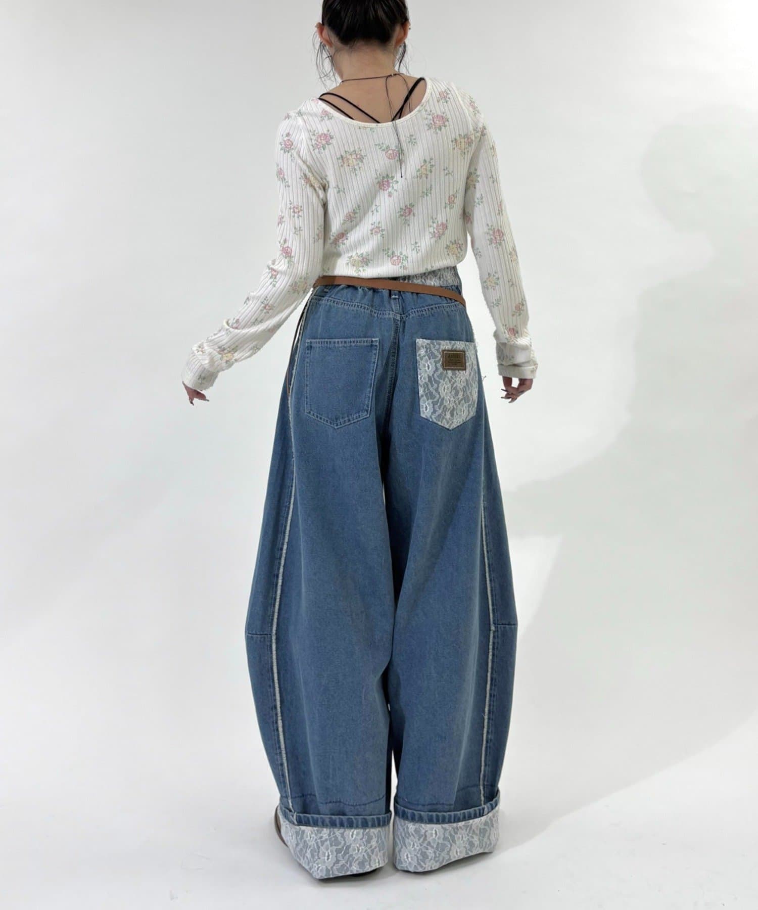 w closet(ダブルクローゼット) 【2サイズ展開】カーブデニムパンツ