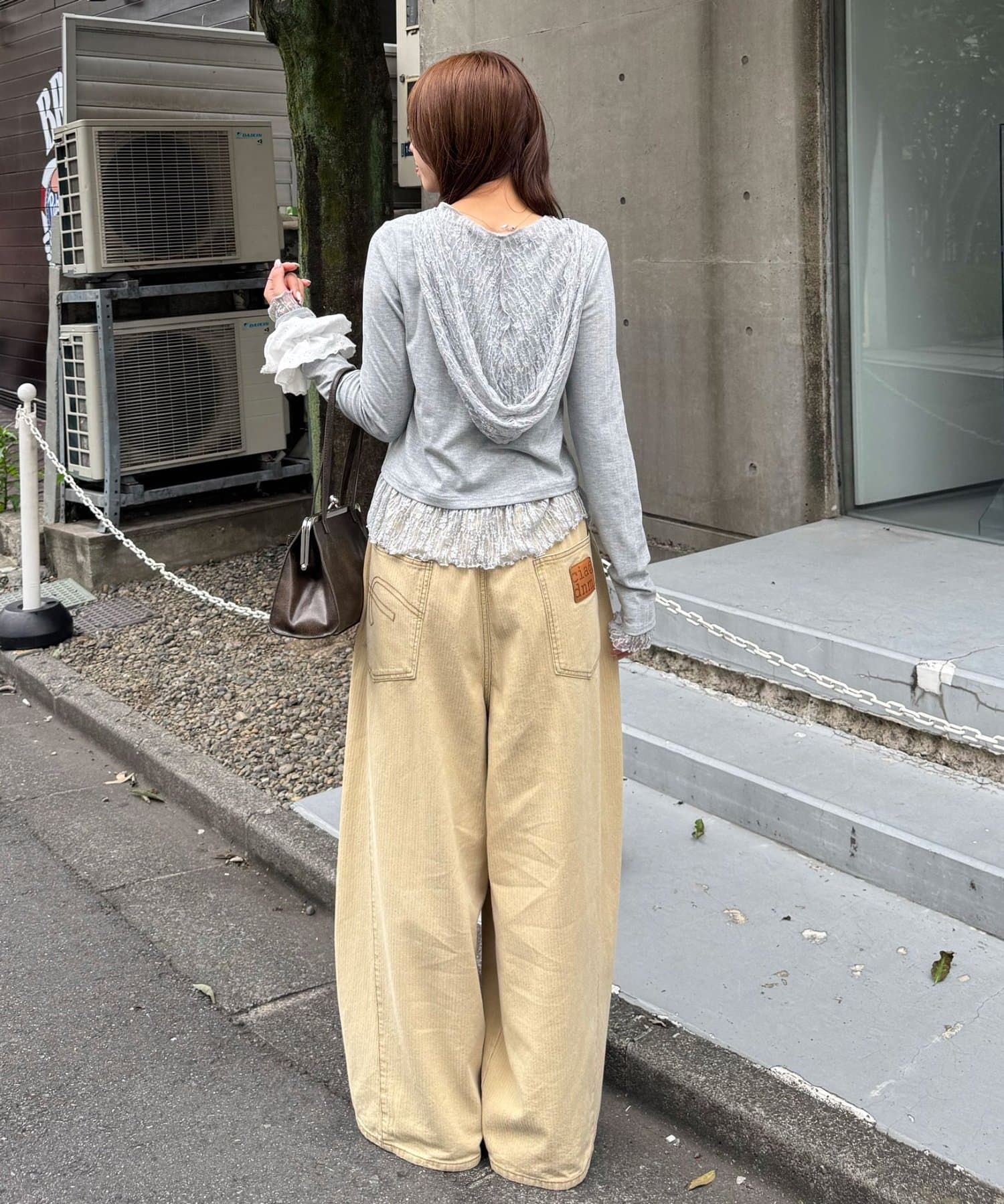 CIAOPANIC(チャオパニック) レースフードハートパッチリブトップス
