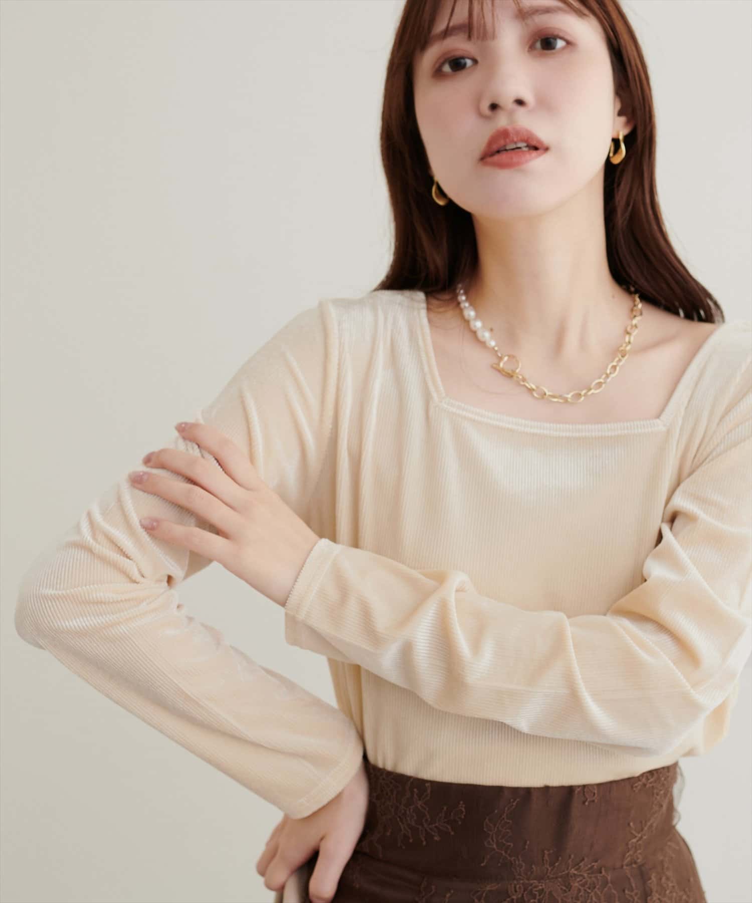 natural couture(ナチュラルクチュール) 前後２WAY長袖プルオーバー