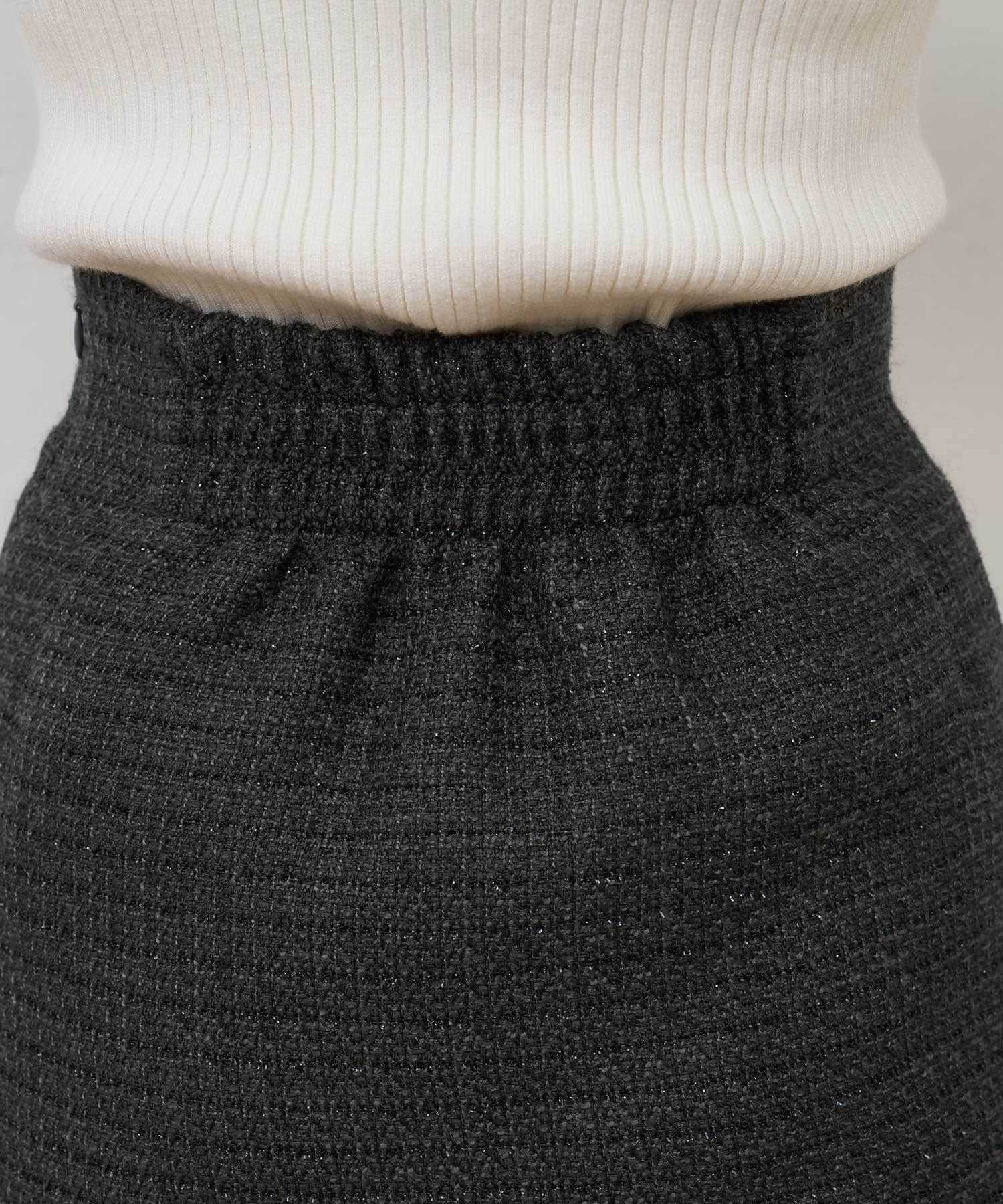 Belle Charme(ベルシャルム) Knit Flower Tweed Skirt