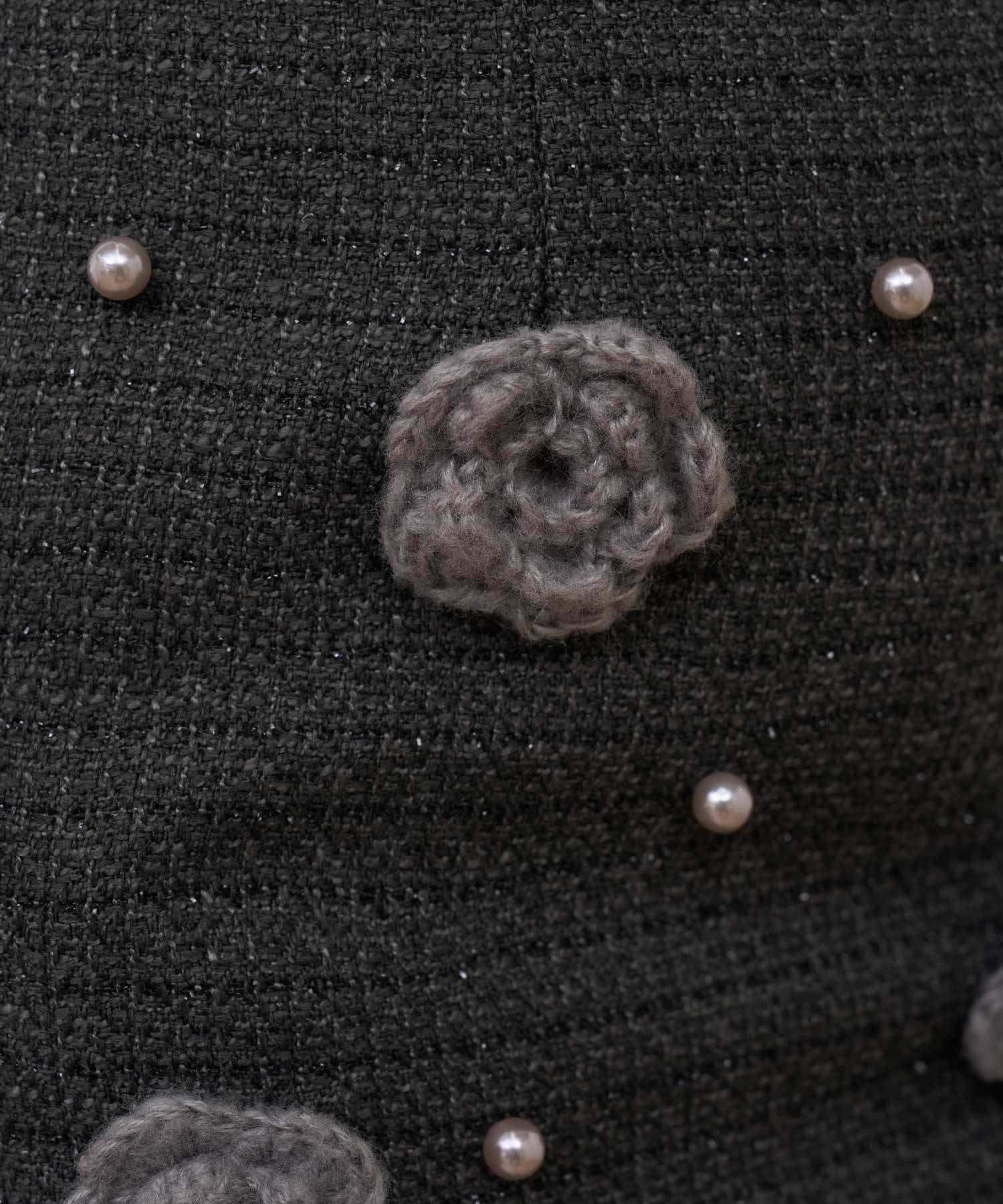 Belle Charme(ベルシャルム) Knit Flower Tweed Skirt