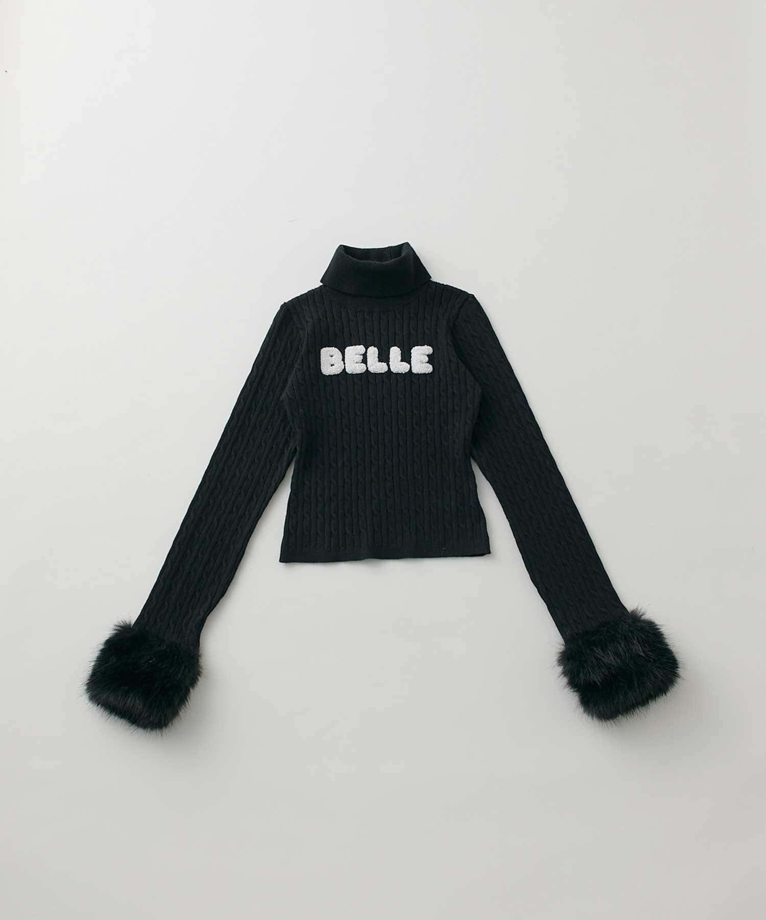 Belle Charme(ベルシャルム) Belle Logo Fur Sleeve Knit