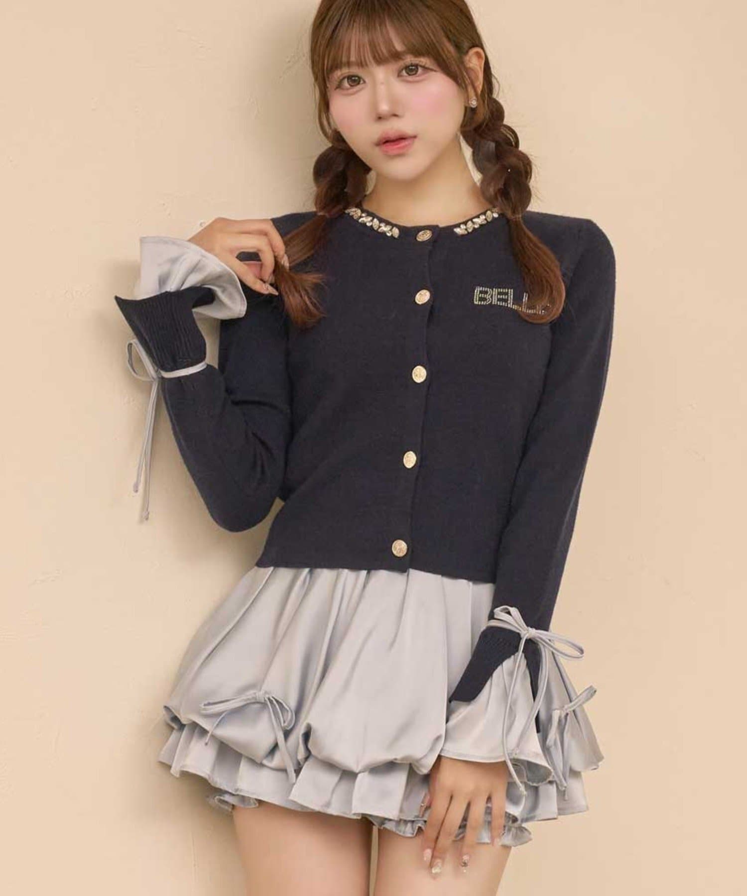 Belle Charme(ベルシャルム) Bijou Collar Layered Cardigan