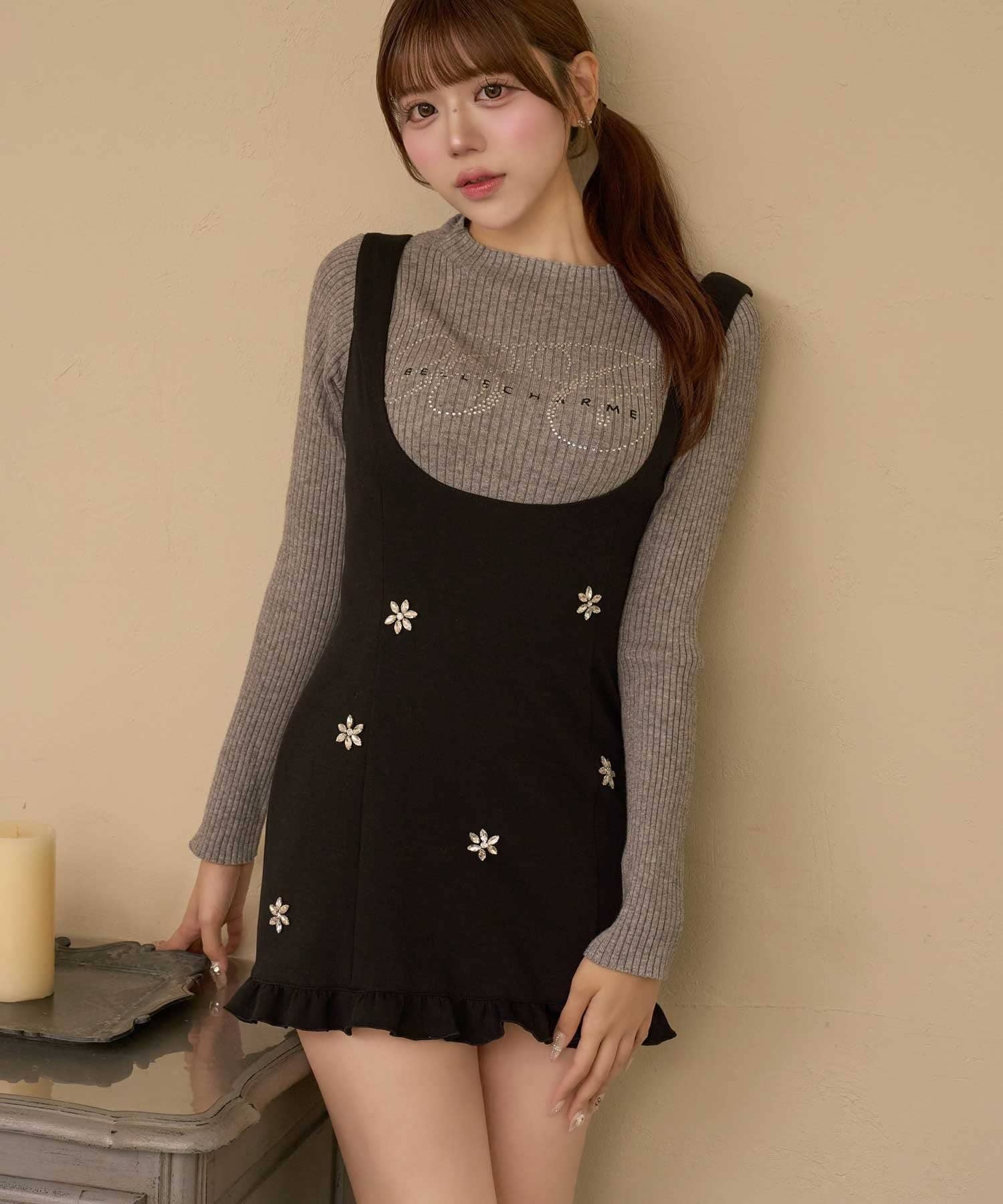 Belle Charme(ベルシャルム) Flower Bijou Jumper Skirt