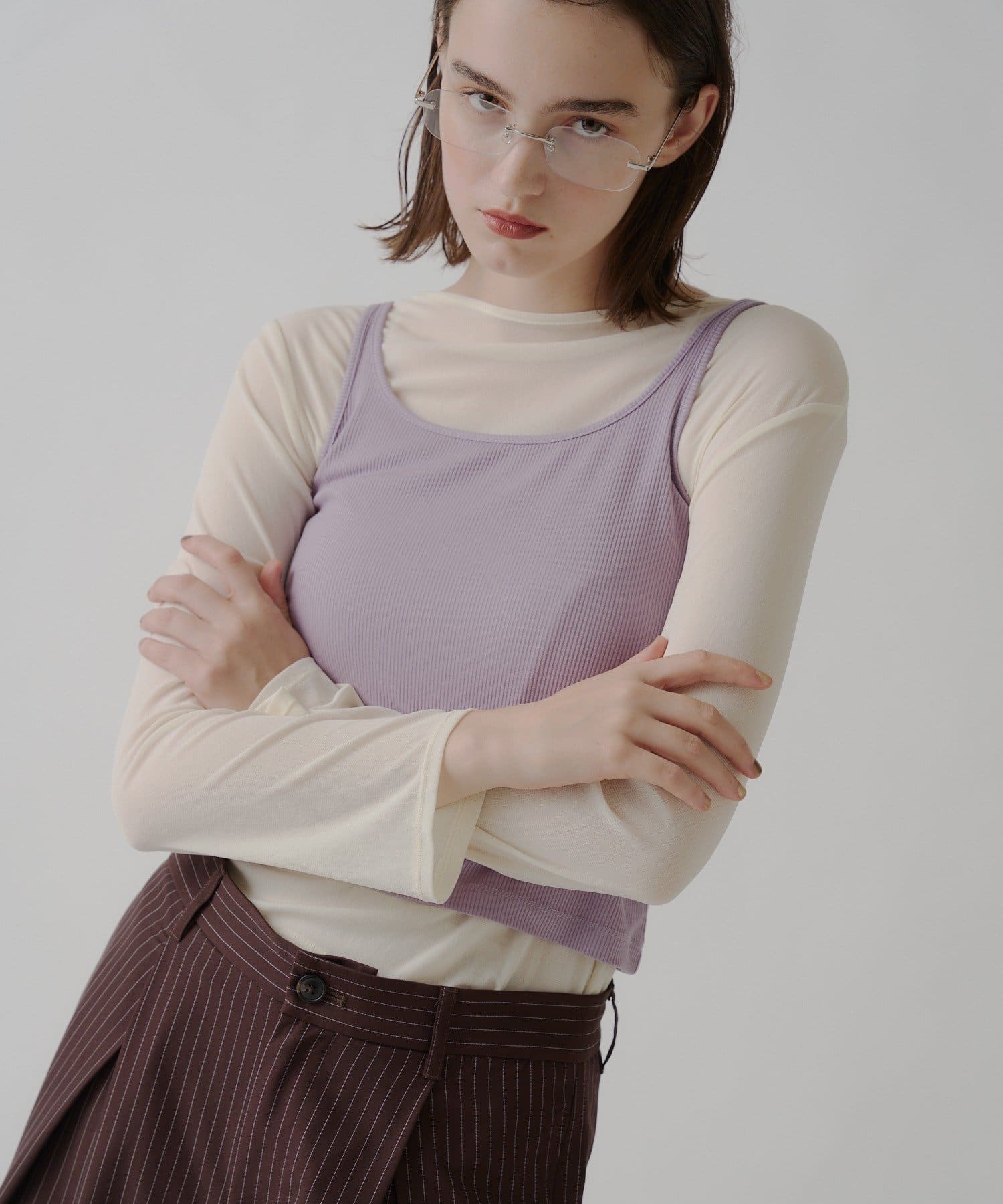 OUTLET(アウトレット) 【Kastane】【WHIMSIC】ソフトシアークルーネックＴ＆リブタンクトップ
