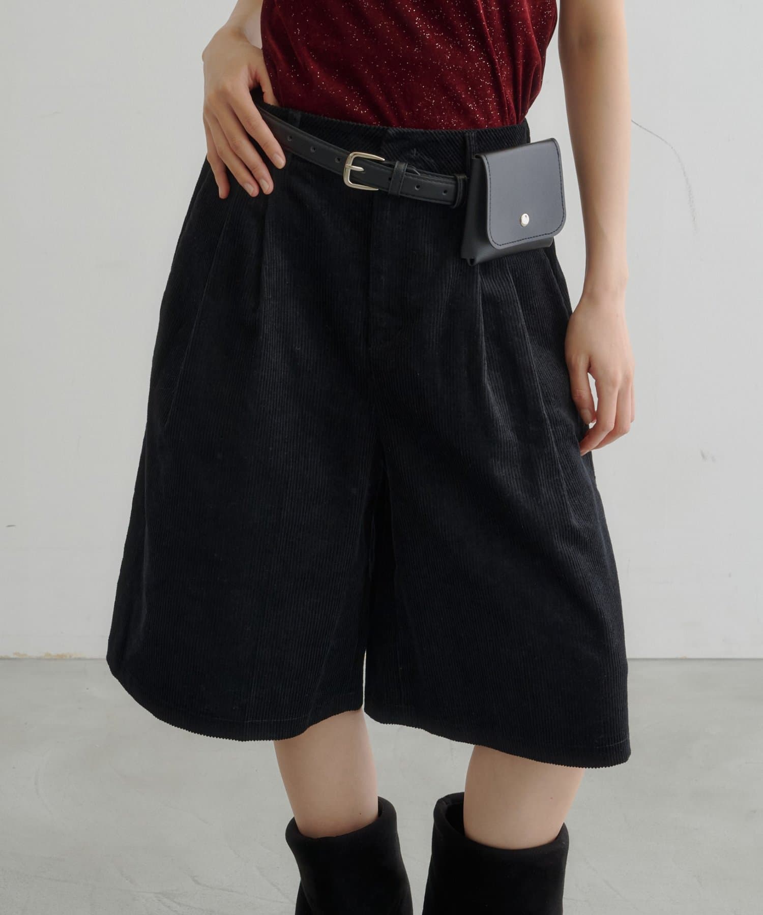 OUTLET(アウトレット) 【Kastane】ポーチベルト付きコーデュロイバミューダパンツ