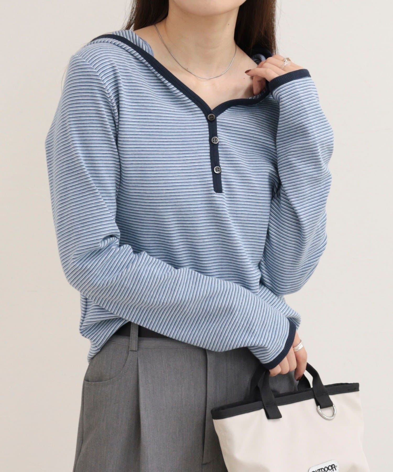 FREDY & GLOSTER(フレディ アンド グロスター) ヘンリーネックボーダーフーディ