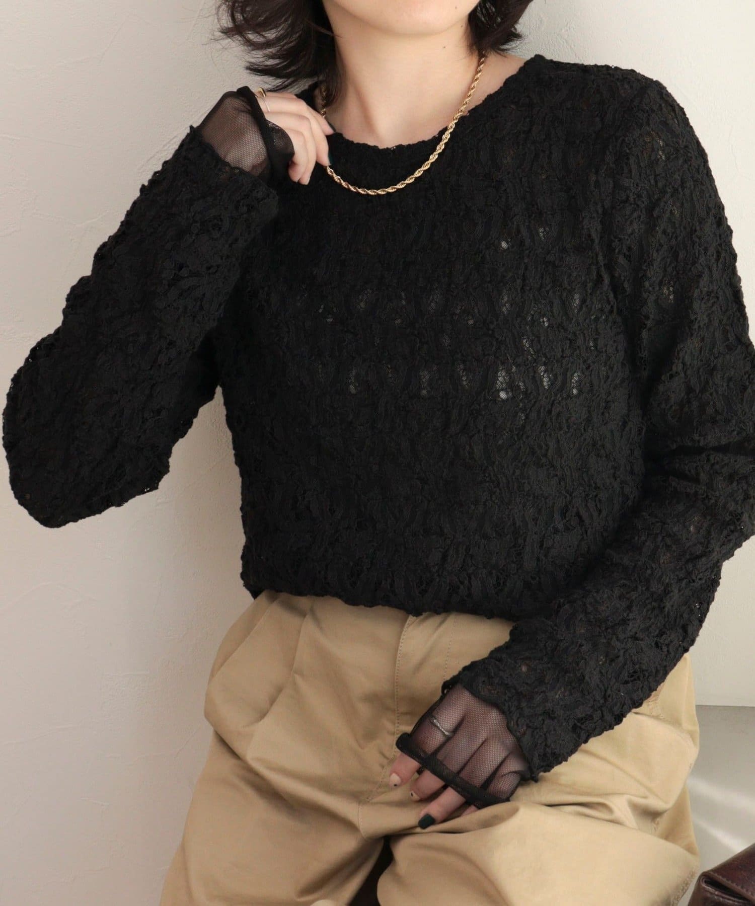 FREDY & GLOSTER(フレディ アンド グロスター) チュールレイヤードレースロンTシャツ