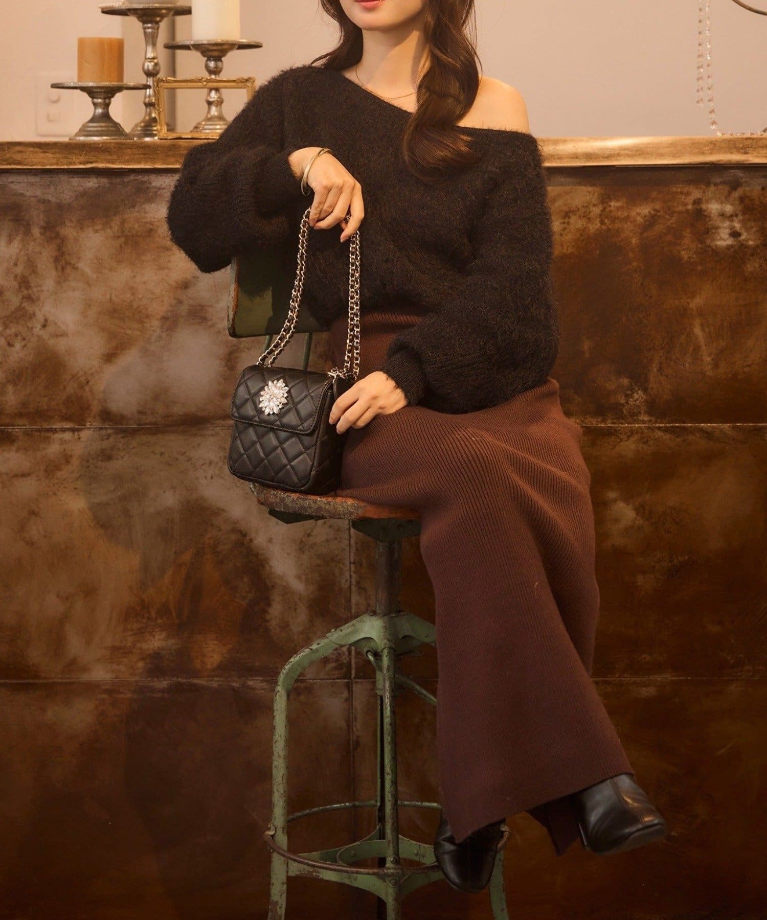 NICE CLAUP / OLIVE des OLIVE OUTLET(ナイスクラップ  / オリーブ デ オリーブ アウトレット) 【Seemi.】切り替えニットワンピ