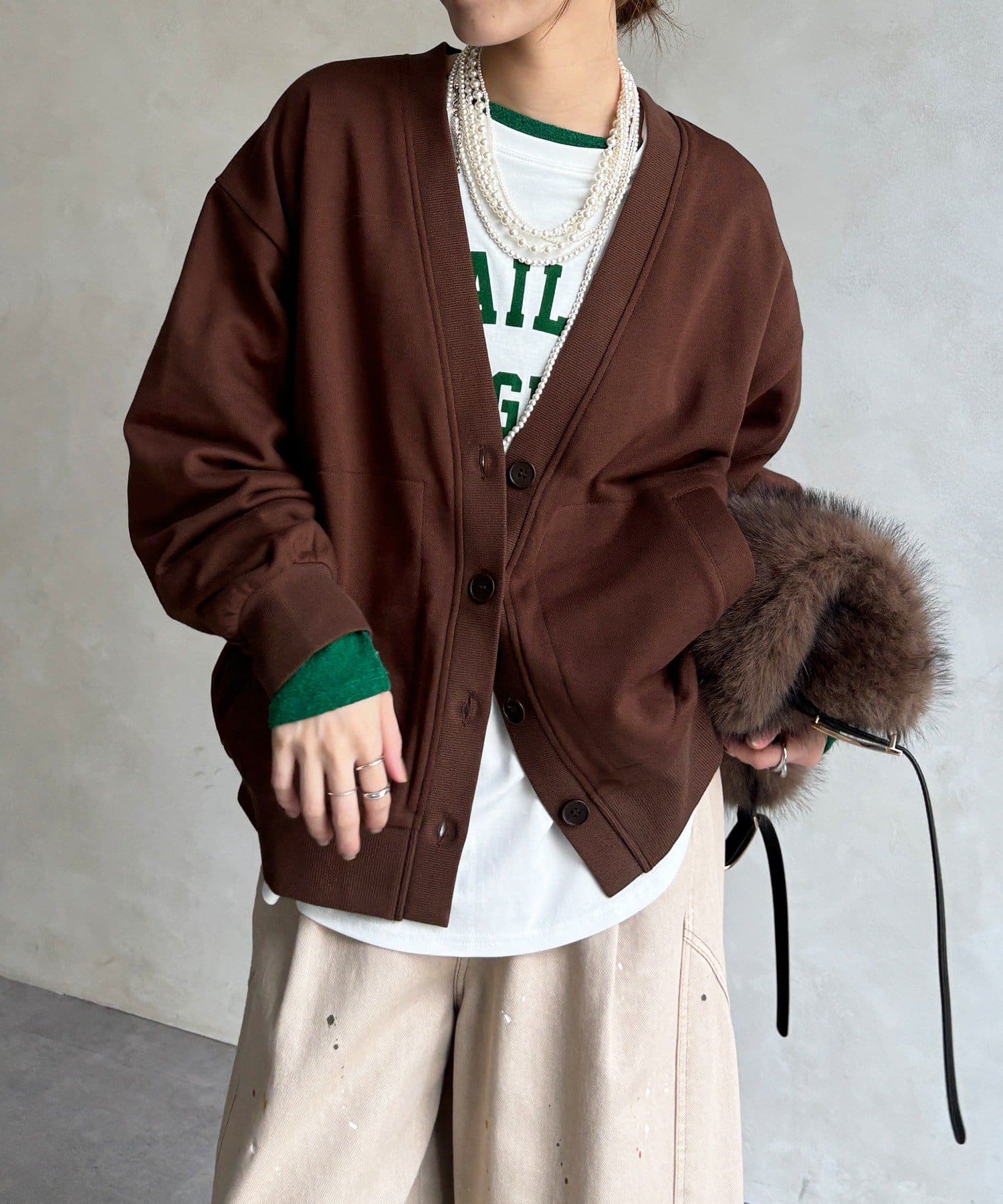 WEB限定】裏毛バックロゴスウェットカーディガン | DOUDOU(ドゥドゥ