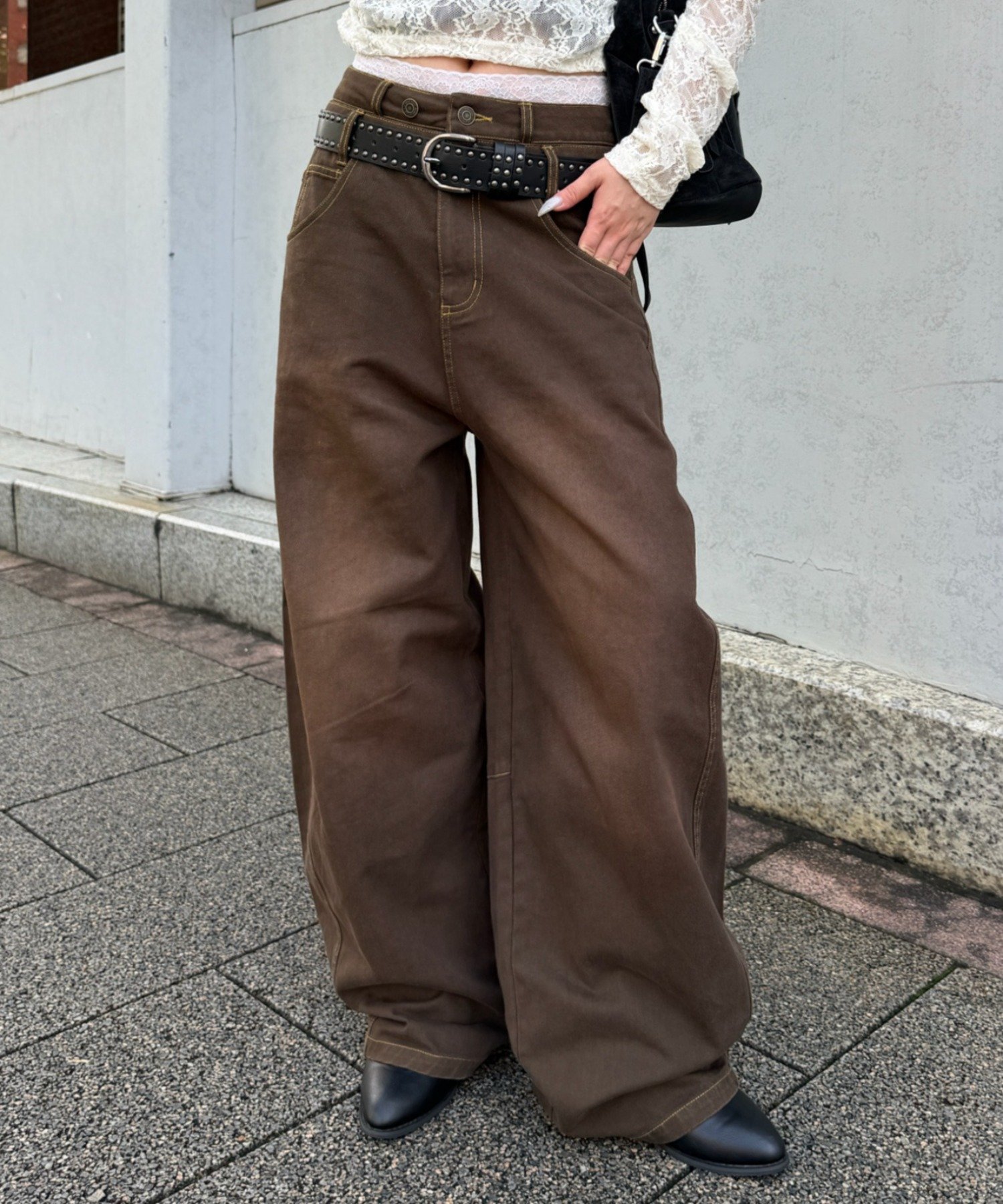 RAY CASSIN(レイカズン) 【S / Mサイズ展開】ダブルウエストバレルデニムパンツ