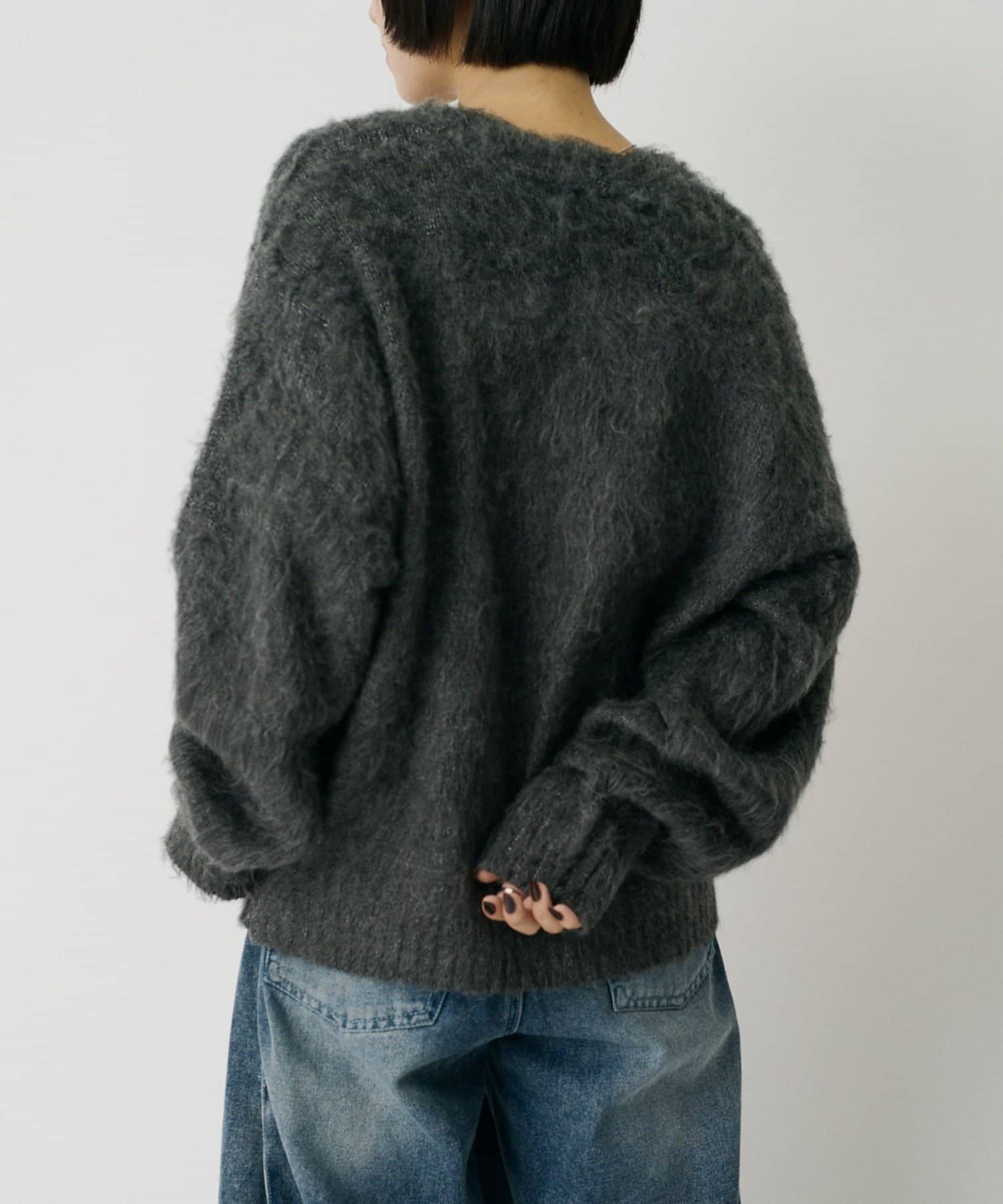 -goocy-(グーシー) アクリルモヘアVネックカーディガン