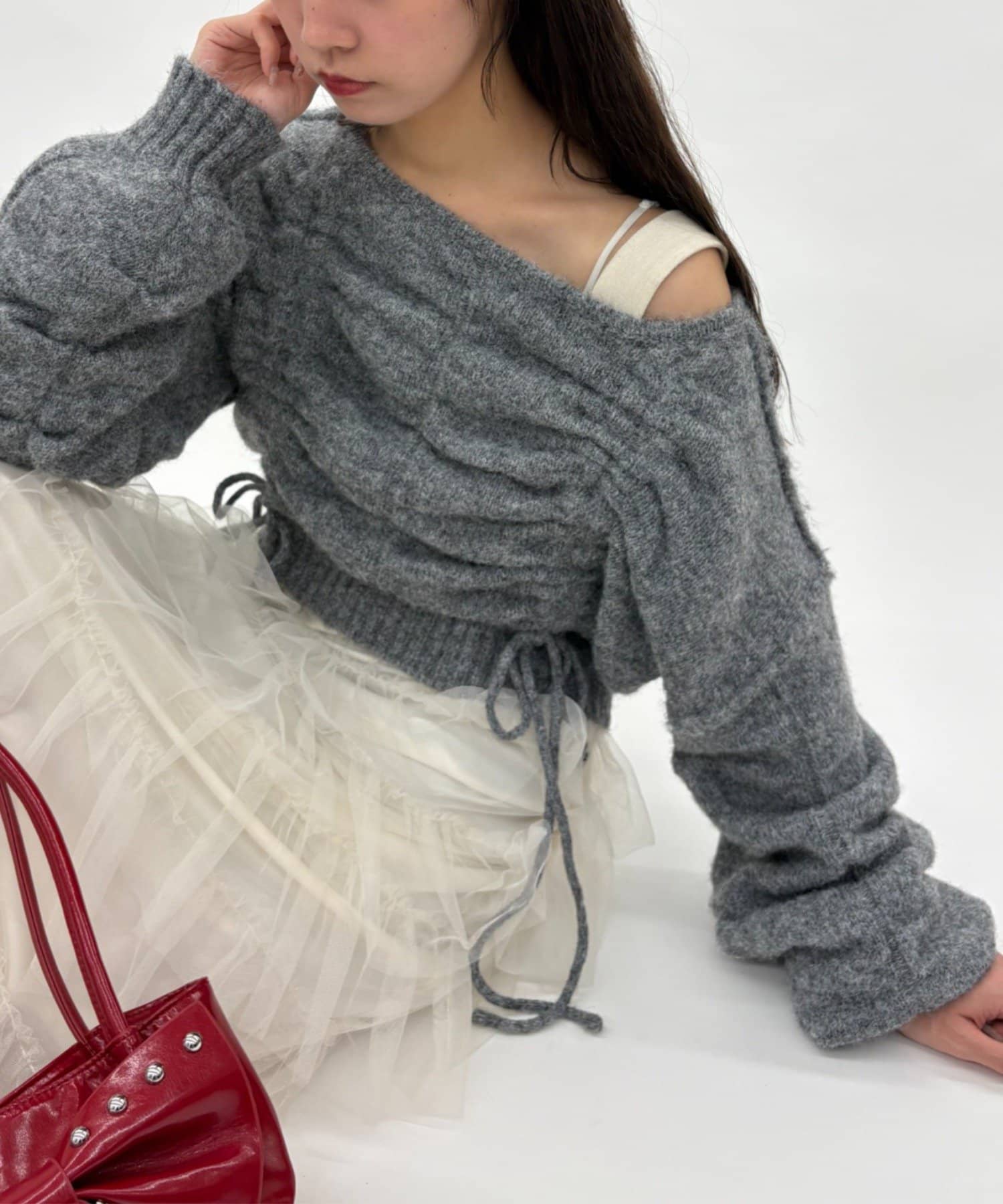 w closet(ダブルクローゼット) ドロストシャギーニット