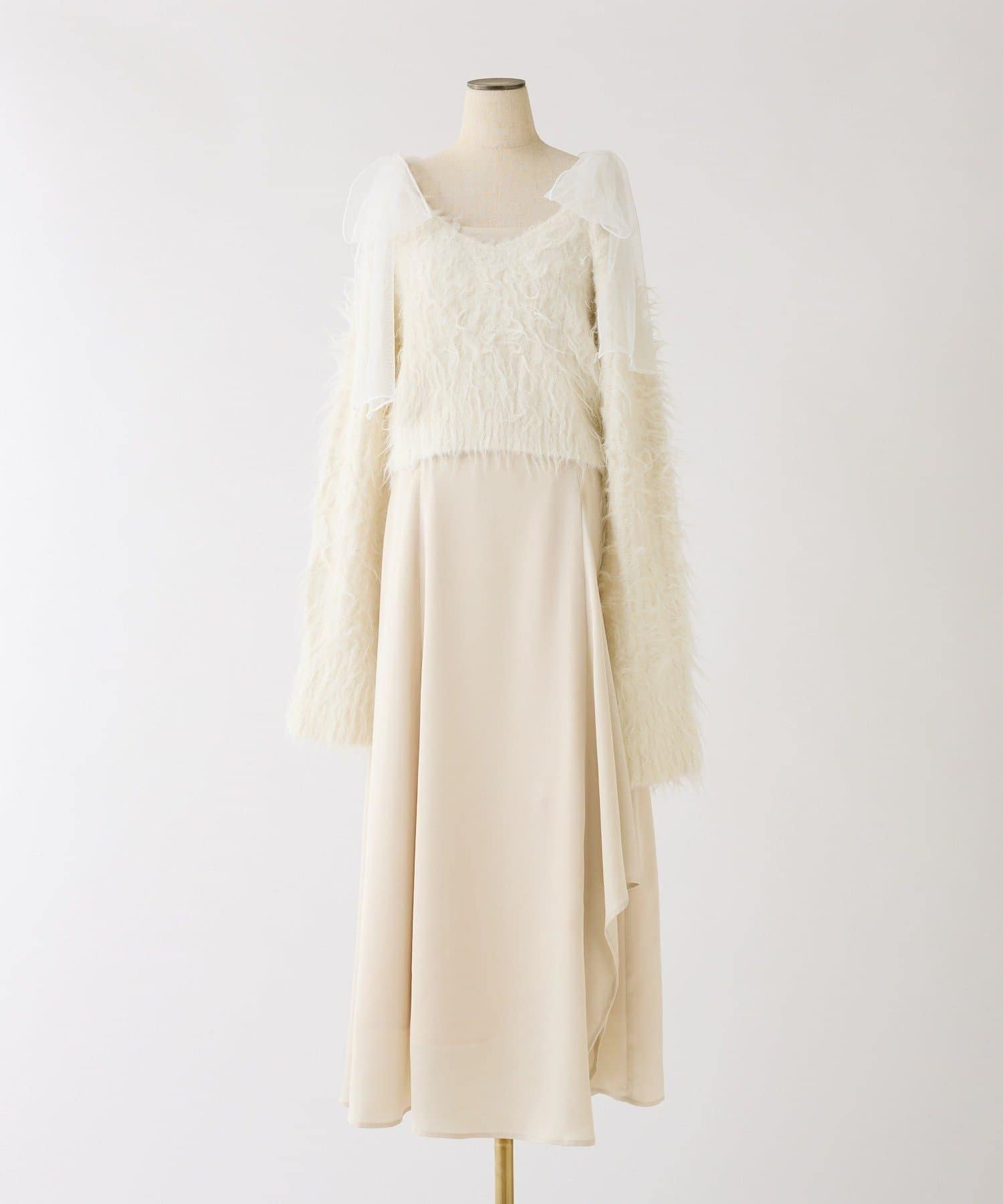 NICE CLAUP / OLIVE des OLIVE OUTLET(ナイスクラップ  / オリーブ デ オリーブ アウトレット) 【 one after another】肩リボンニットセットワンピ
