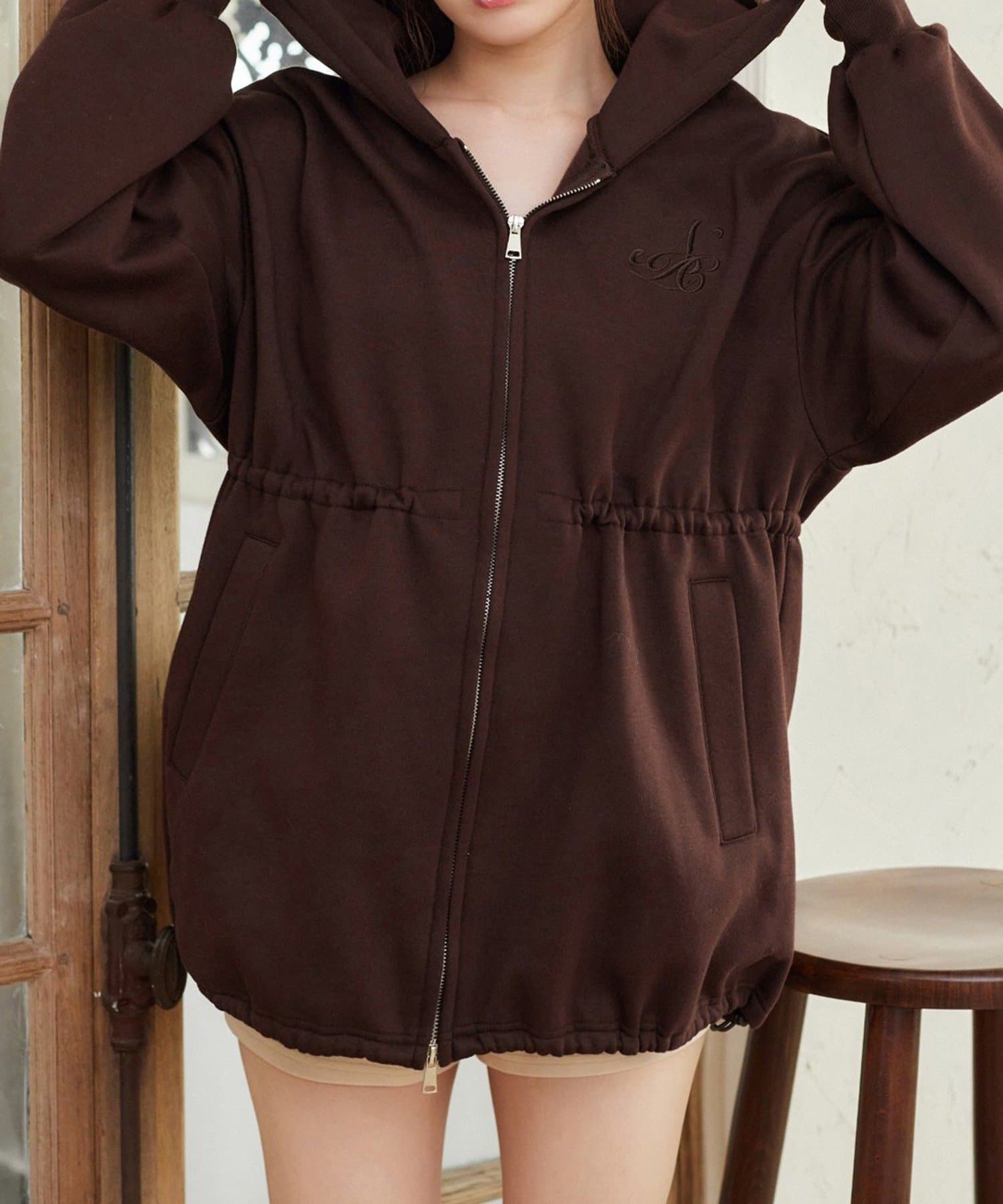 NICE CLAUP / OLIVE des OLIVE OUTLET(ナイスクラップ  / オリーブ デ オリーブ アウトレット) 【one after another 】ウェスト絞りビッグパーカー