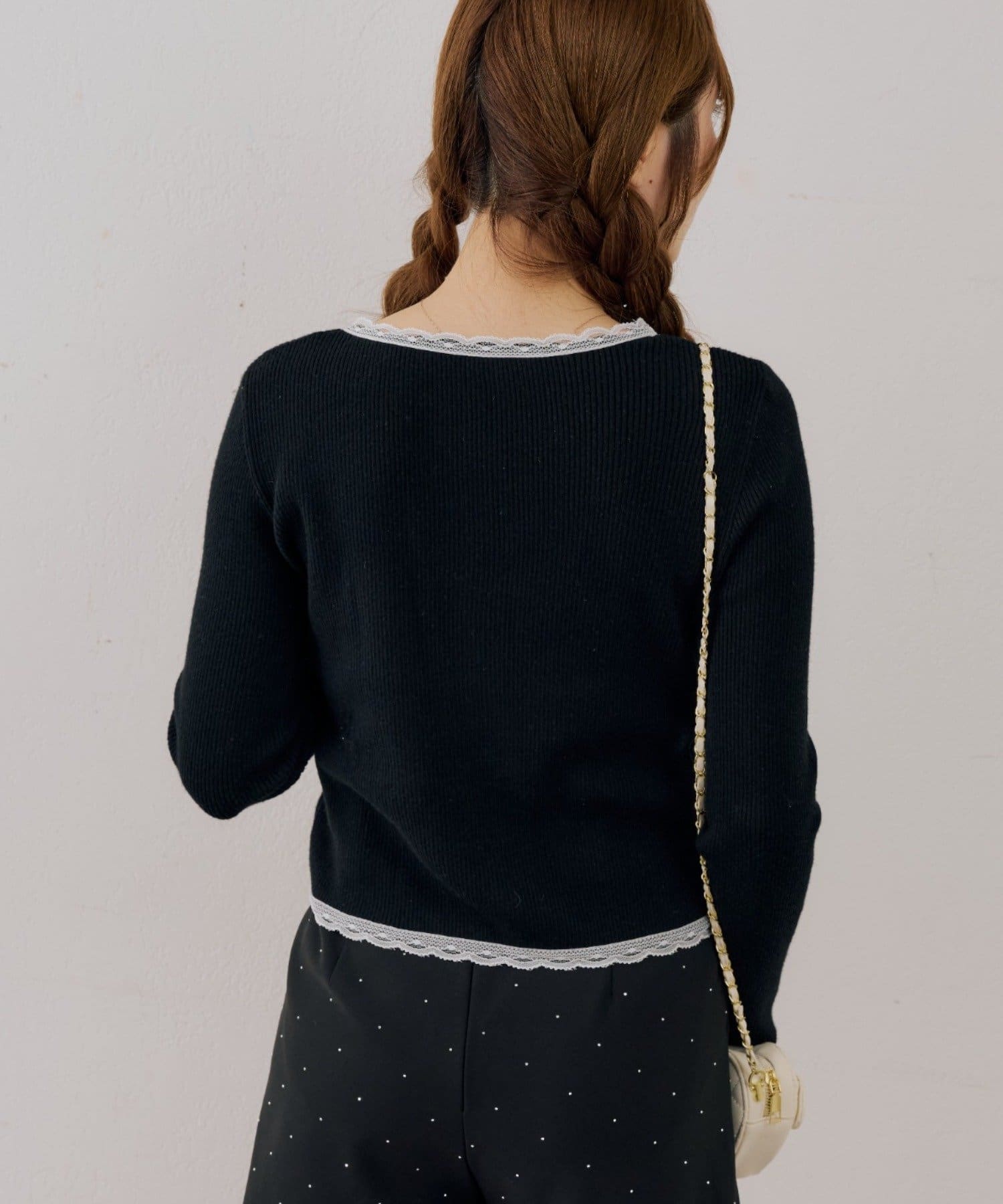 NICE CLAUP / OLIVE des OLIVE OUTLET(ナイスクラップ  / オリーブ デ オリーブ アウトレット) 【ANOTHER BRANCH】フロントギャザーレーストリムカーディガン