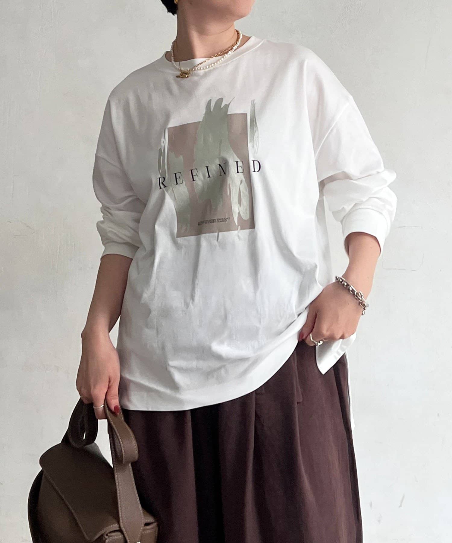 un dix cors(アンディコール) 箔プリントロングTEE