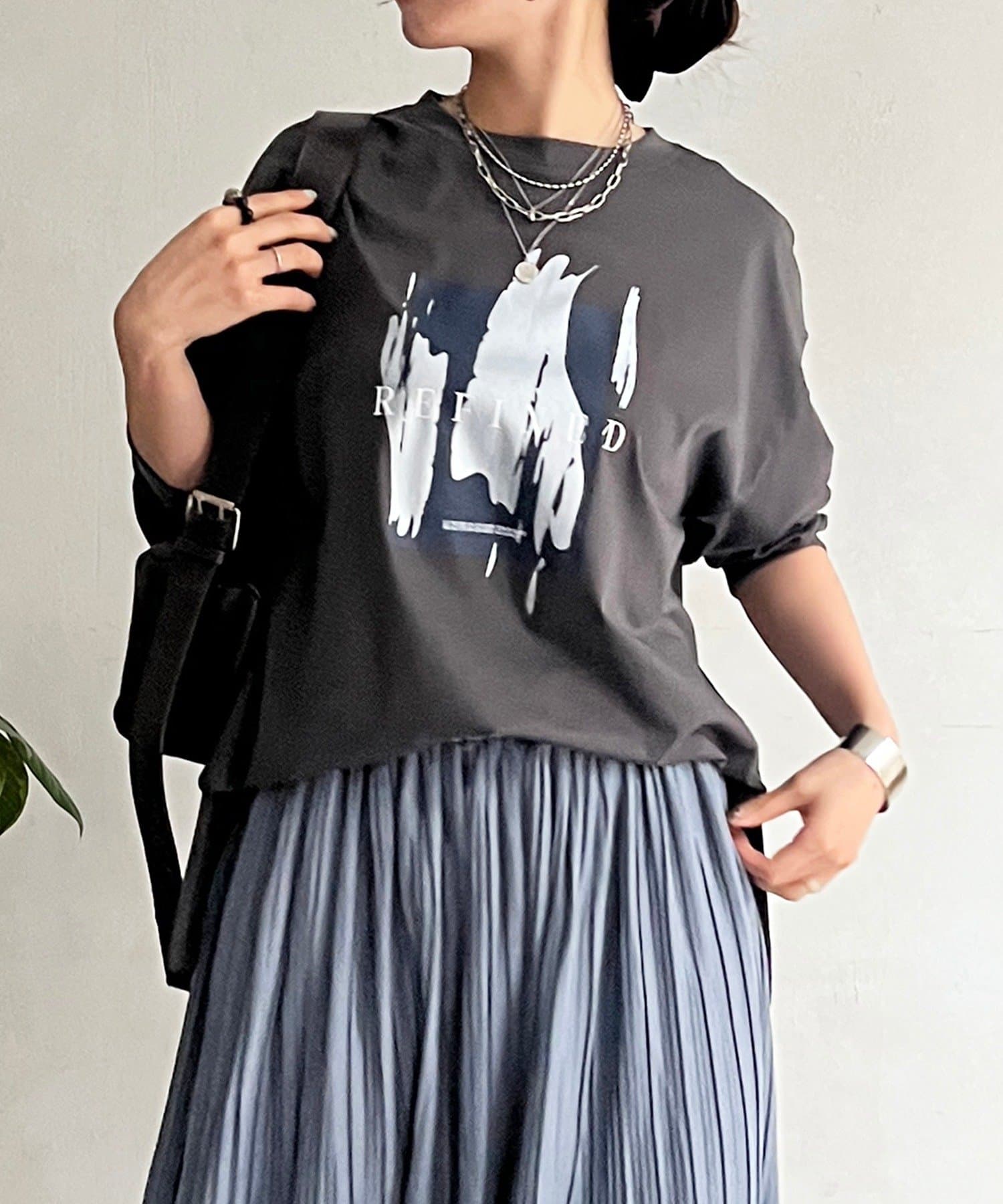 un dix cors(アンディコール) 箔プリントロングTEE