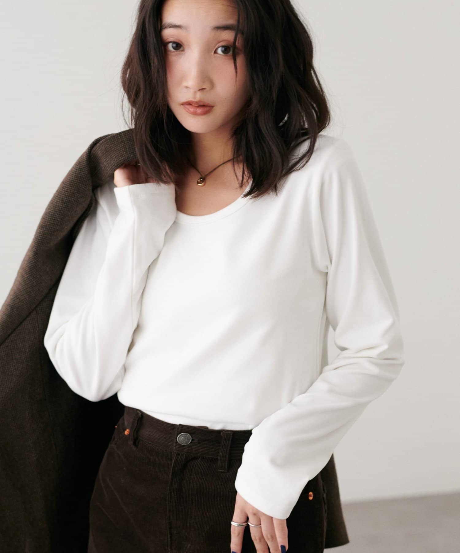 DISCOAT(ディスコート) 起毛UネックロングスリーブTシャツ