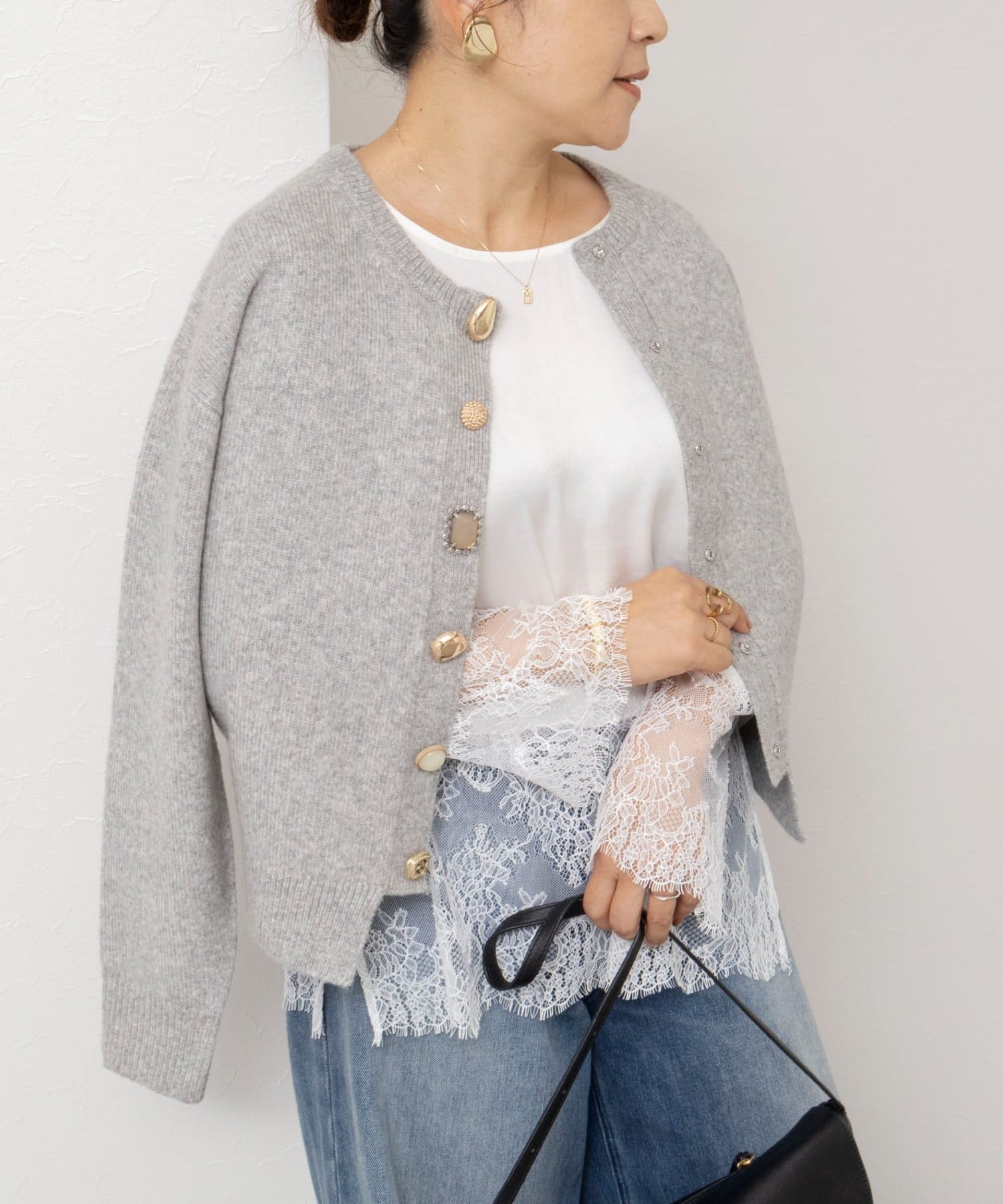 NOLLEY'S(ノーリーズ) 【トラッゾドンナ】【林(mayumi_nol)別注】ビジューカーディガン