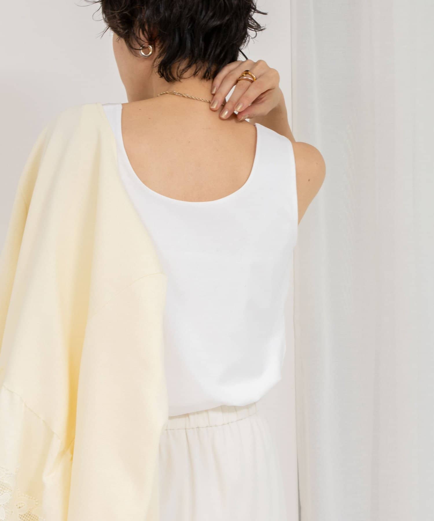 NOLLEY'S(ノーリーズ) ウォッシャブルサテン×ベア天両前タンクトップ