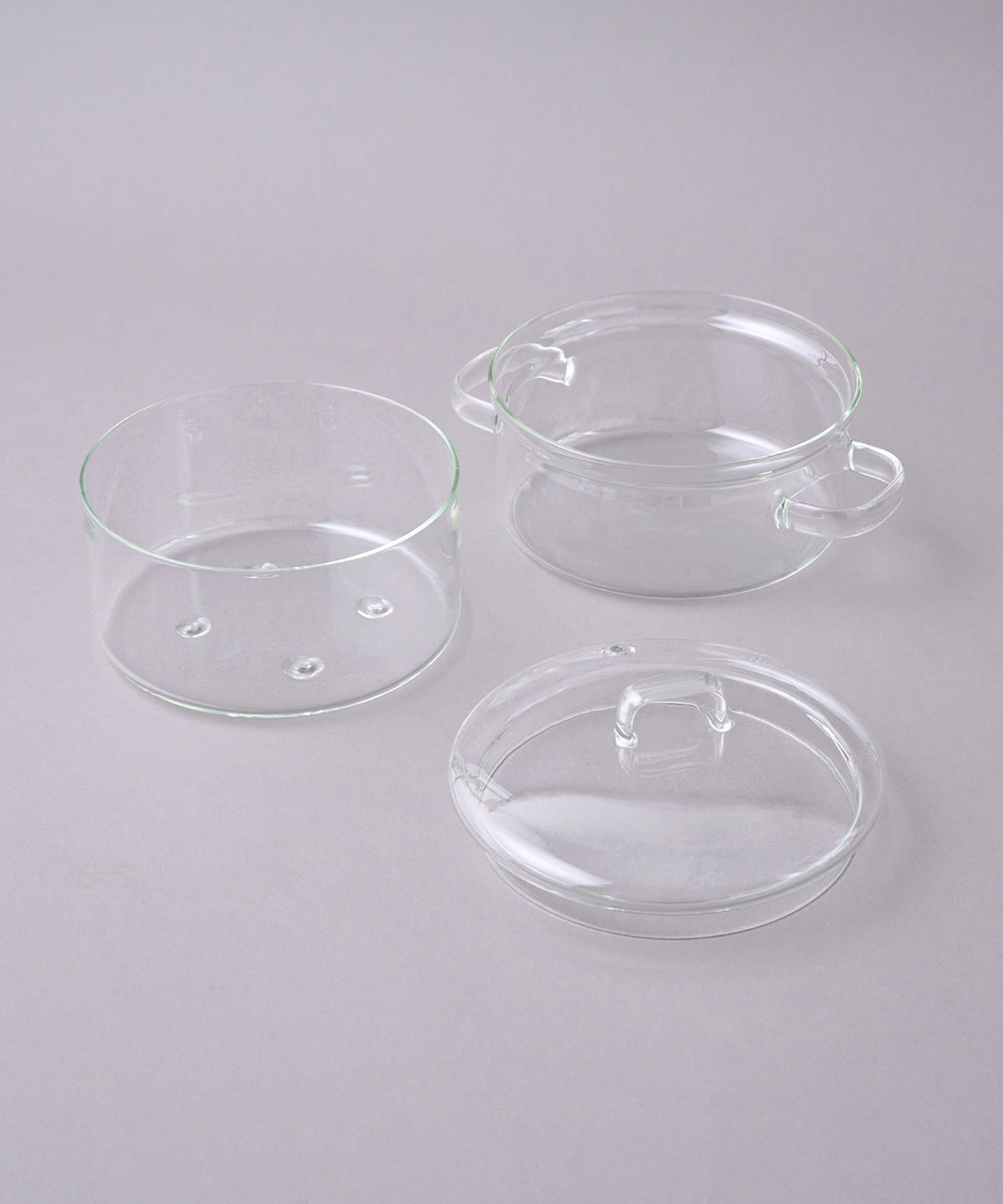3COINS(スリーコインズ) 《電子レンジ用》ガラスせいろ鍋：680ml／KITINTO