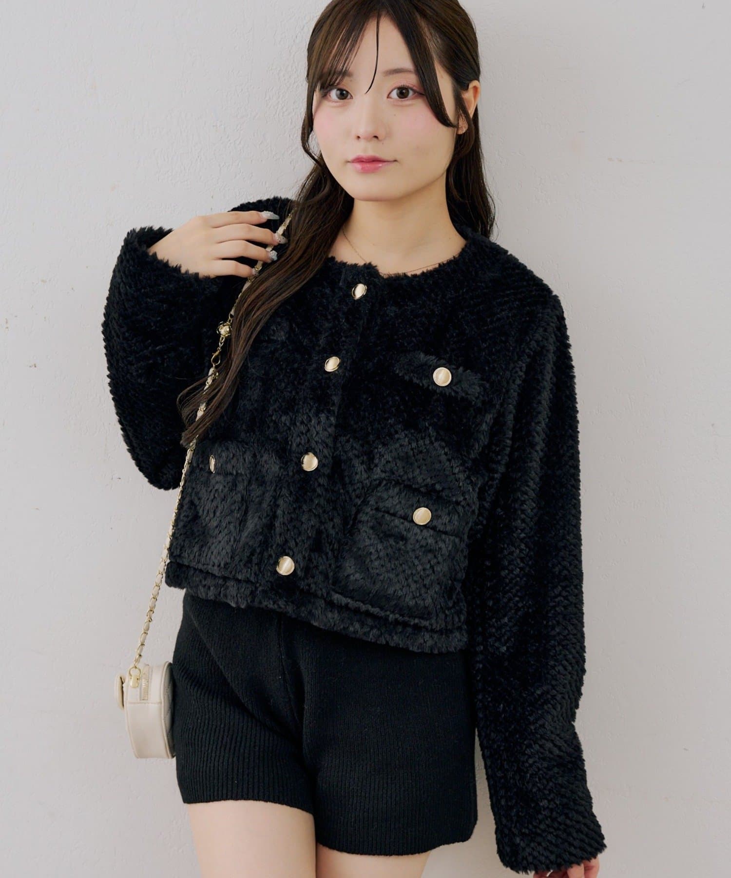 NICE CLAUP / OLIVE des OLIVE OUTLET(ナイスクラップ  / オリーブ デ オリーブ アウトレット) 【continuer】フェイクファーノーカラージャケット