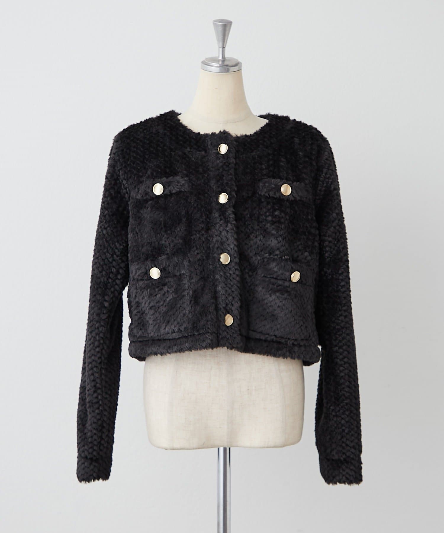 NICE CLAUP / OLIVE des OLIVE OUTLET(ナイスクラップ  / オリーブ デ オリーブ アウトレット) 【continuer】フェイクファーノーカラージャケット
