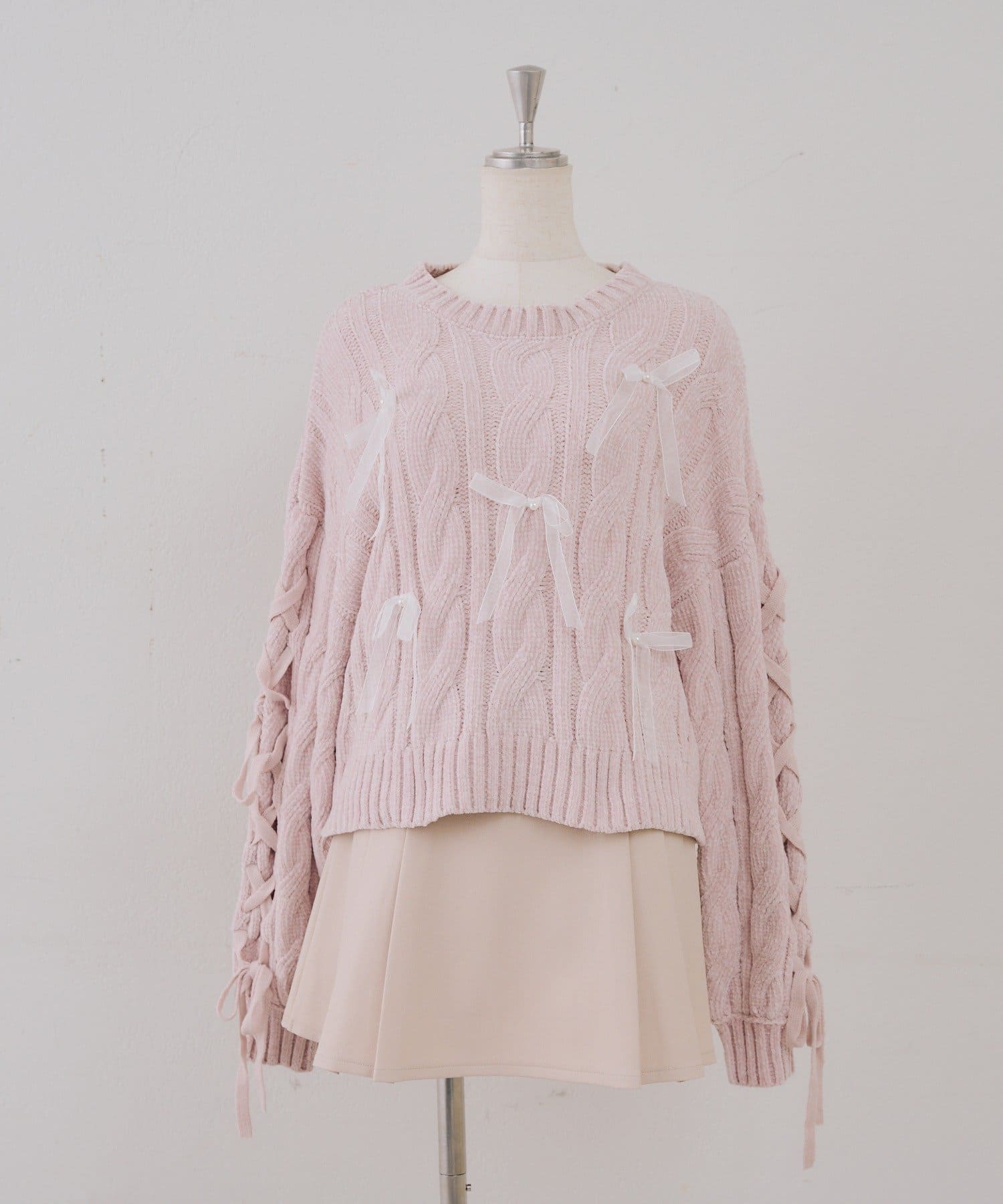 NICE CLAUP / OLIVE des OLIVE OUTLET(ナイスクラップ  / オリーブ デ オリーブ アウトレット) 【ANOTHER BRANCH】リボン付きベロアモールニット