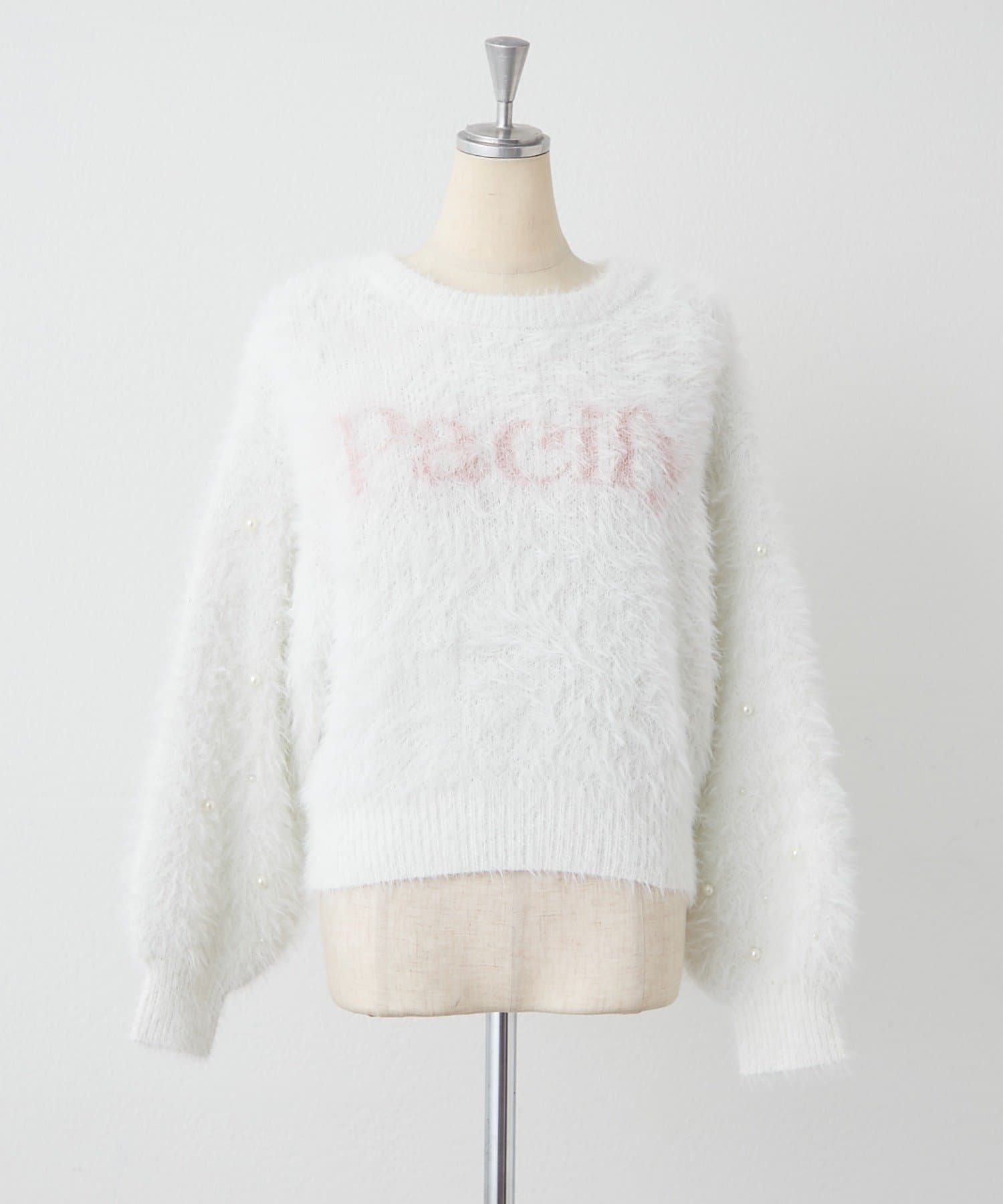 NICE CLAUP / OLIVE des OLIVE OUTLET(ナイスクラップ  / オリーブ デ オリーブ アウトレット) 【ANOTHER BRANCH】フェザーロゴ袖パールニット