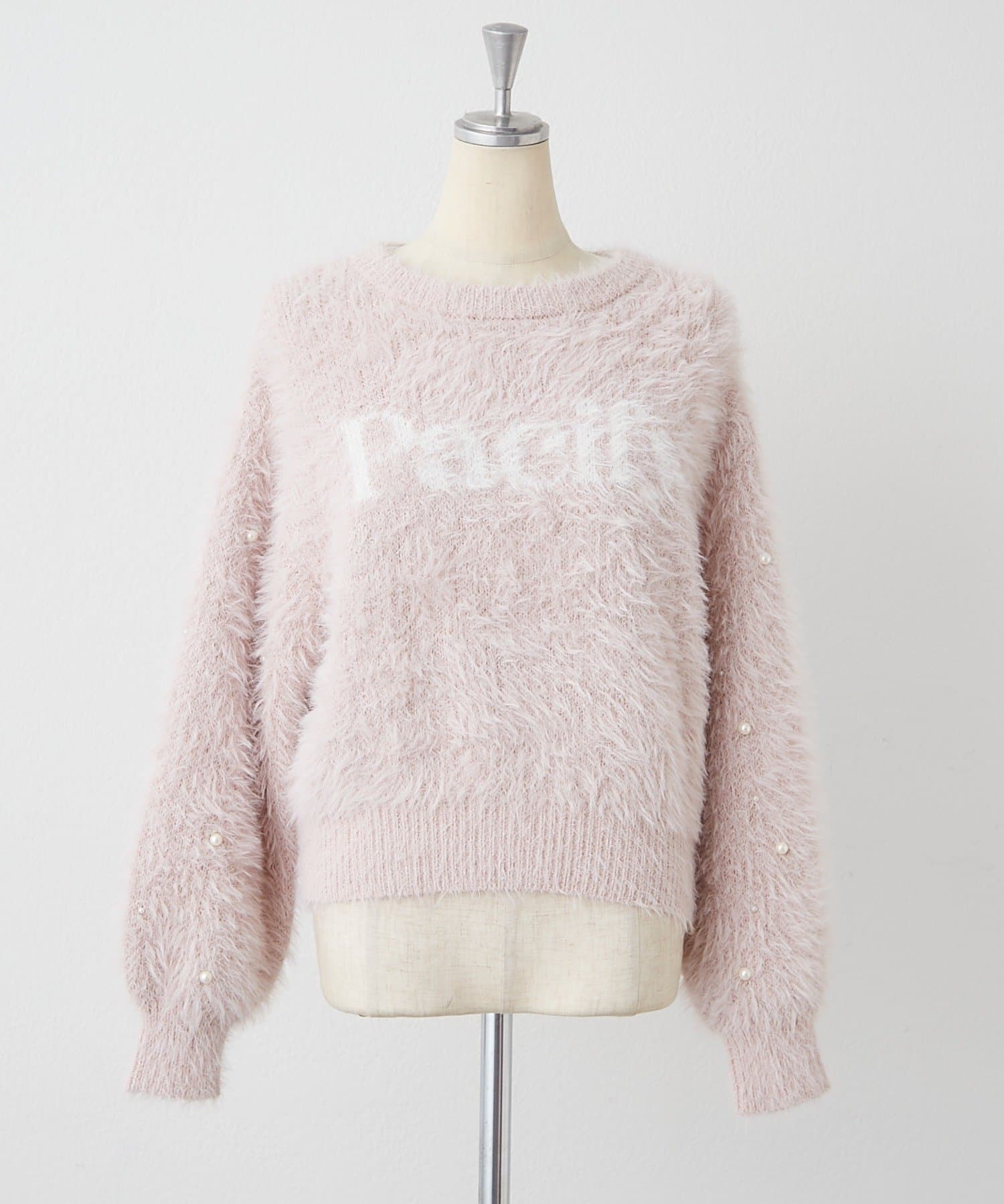 NICE CLAUP / OLIVE des OLIVE OUTLET(ナイスクラップ  / オリーブ デ オリーブ アウトレット) 【ANOTHER BRANCH】フェザーロゴ袖パールニット
