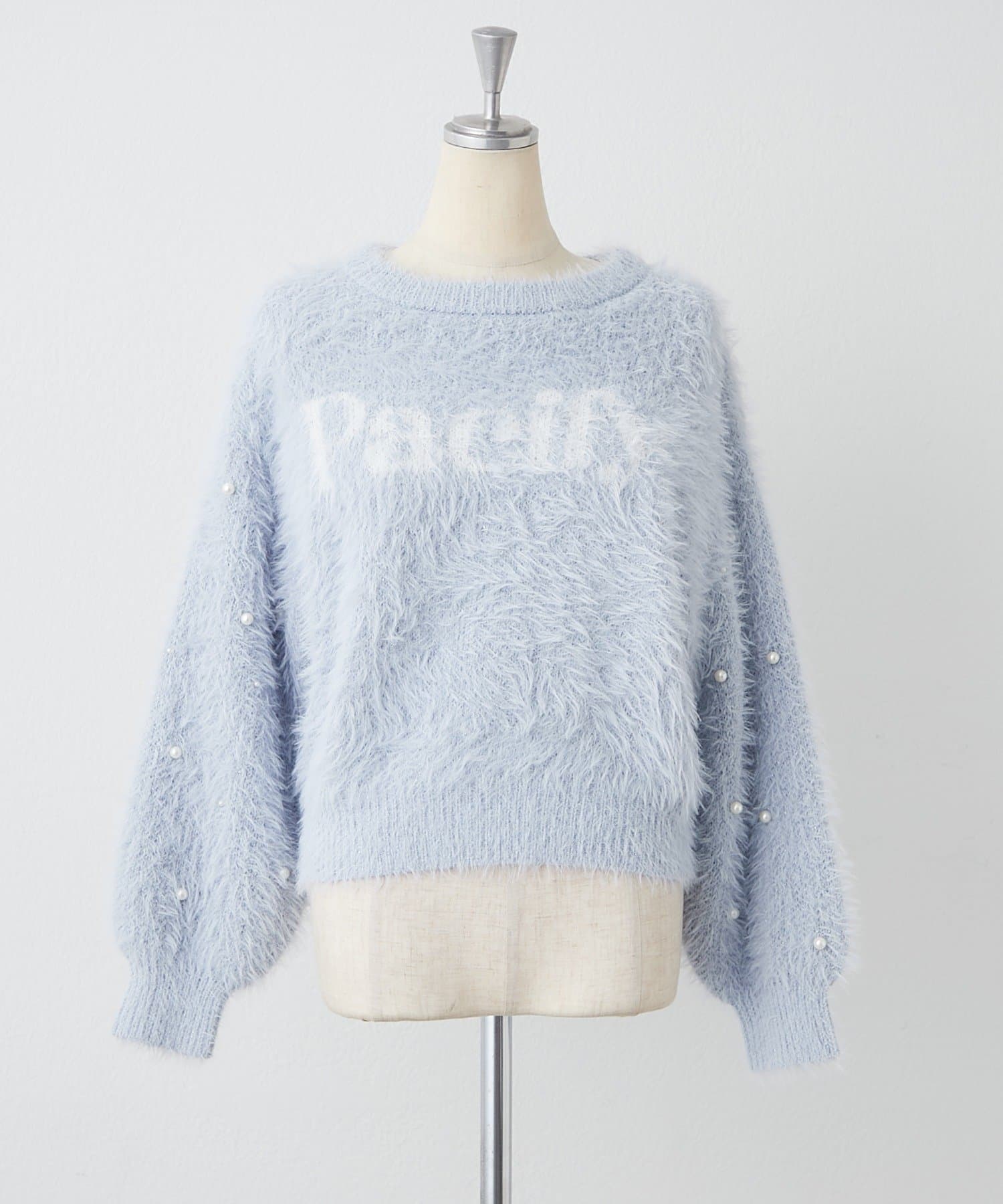 NICE CLAUP / OLIVE des OLIVE OUTLET(ナイスクラップ  / オリーブ デ オリーブ アウトレット) 【ANOTHER BRANCH】フェザーロゴ袖パールニット