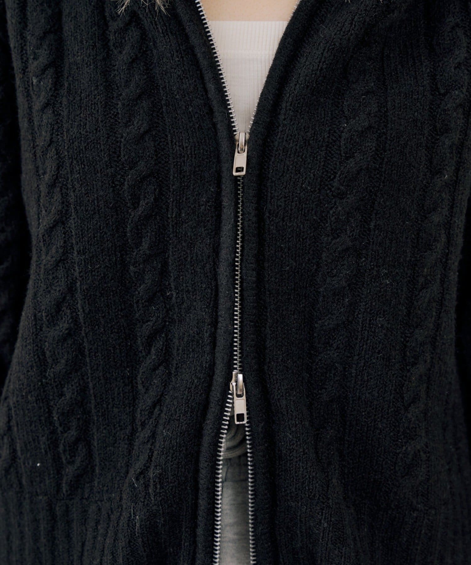 NICE CLAUP / OLIVE des OLIVE OUTLET(ナイスクラップ  / オリーブ デ オリーブ アウトレット) 【ANOTHER BRANCH】ファーフードケーブルZIPパーカー