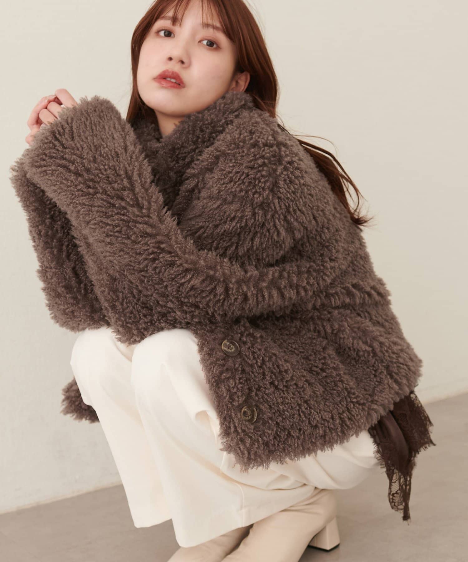 natural couture(ナチュラルクチュール) スタンドカラーファーコート