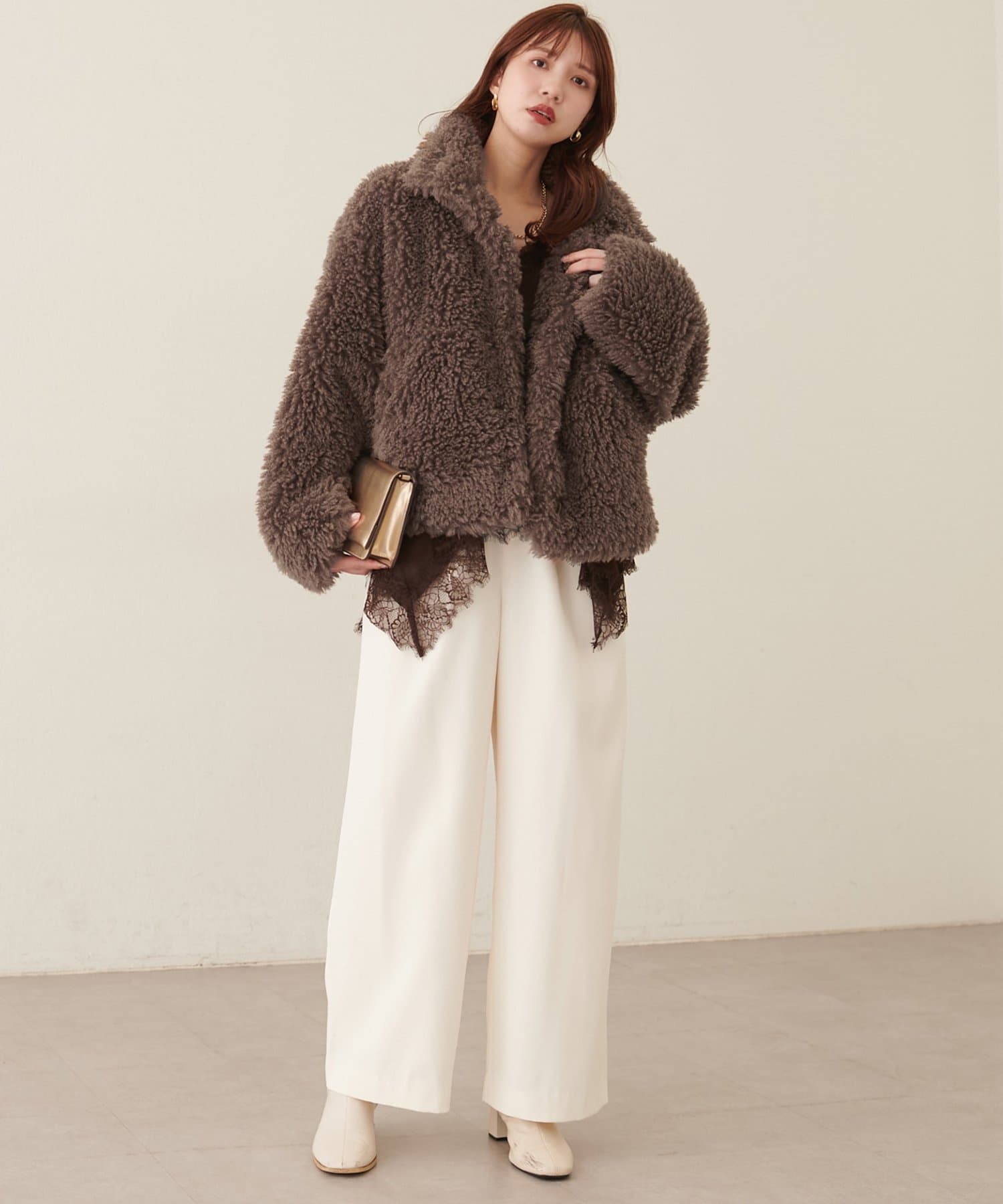 natural couture(ナチュラルクチュール) スタンドカラーファーコート