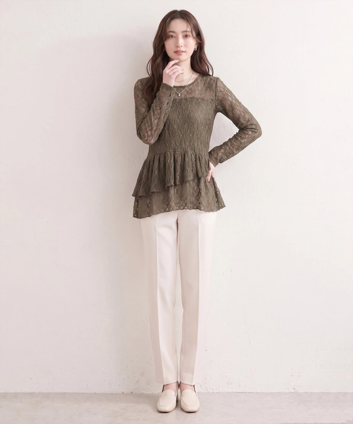natural couture(ナチュラルクチュール) 総レースティアードTOPS