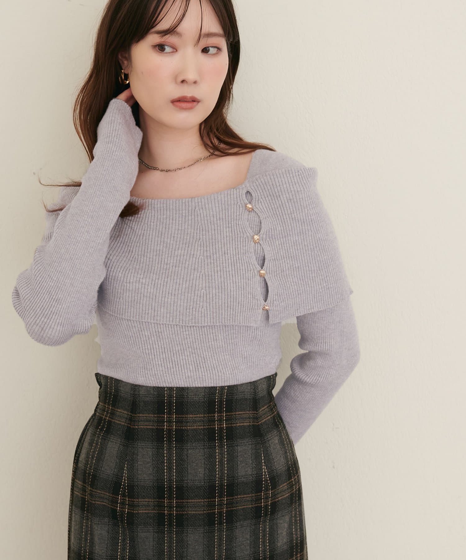 natural couture(ナチュラルクチュール) オフショルデザインニット