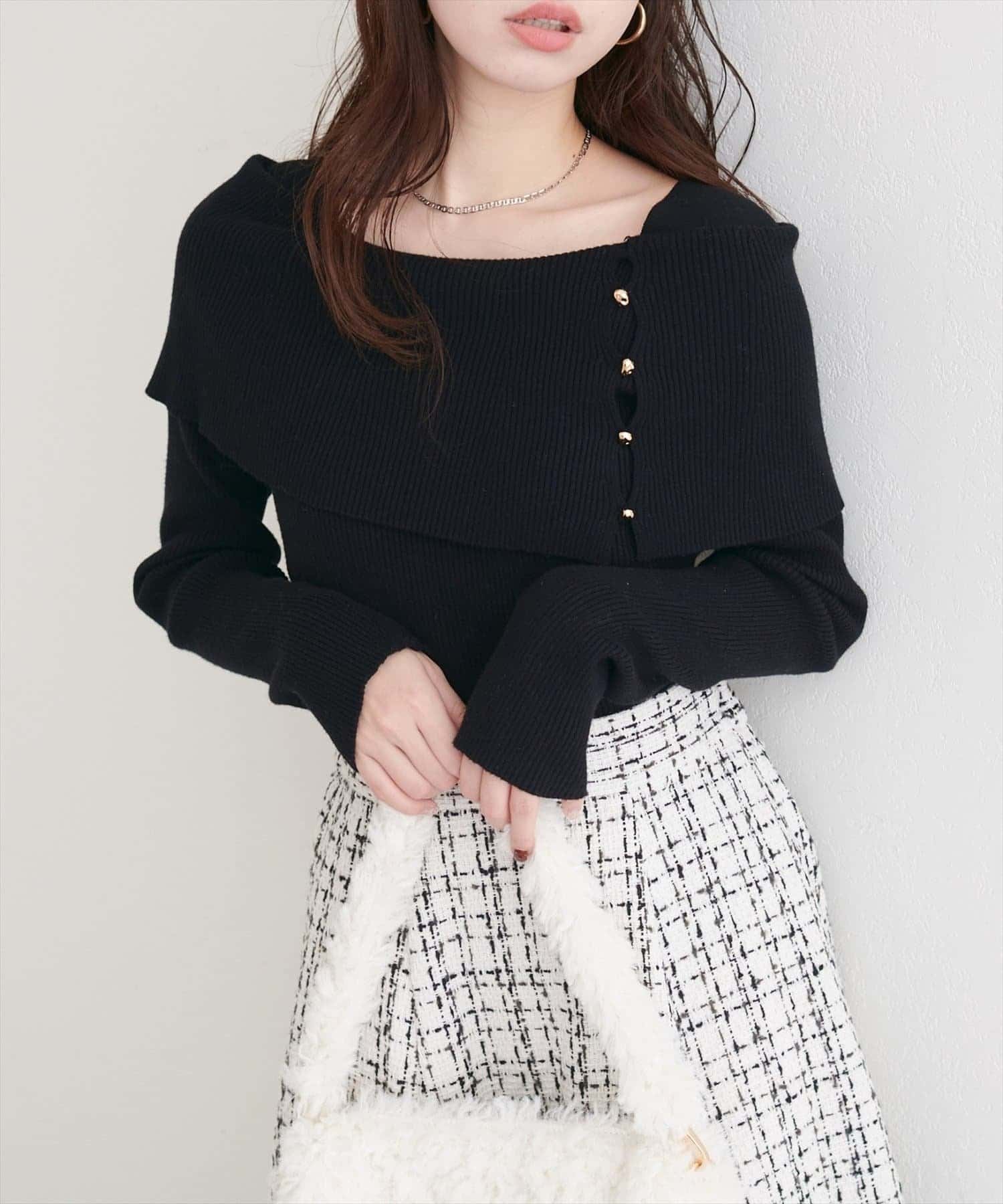 natural couture(ナチュラルクチュール) オフショルデザインニット
