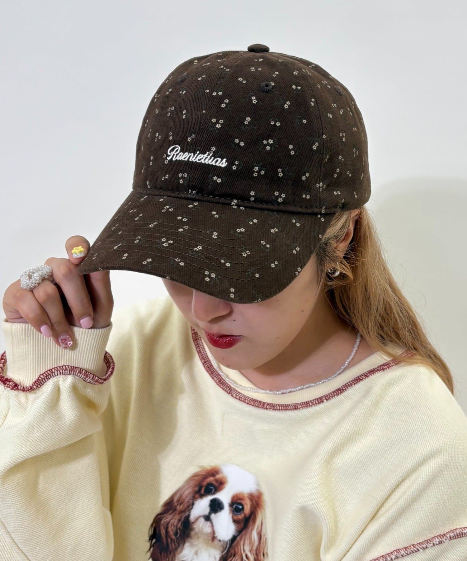 w closet(ダブルクローゼット) フラワー刺繍CAP