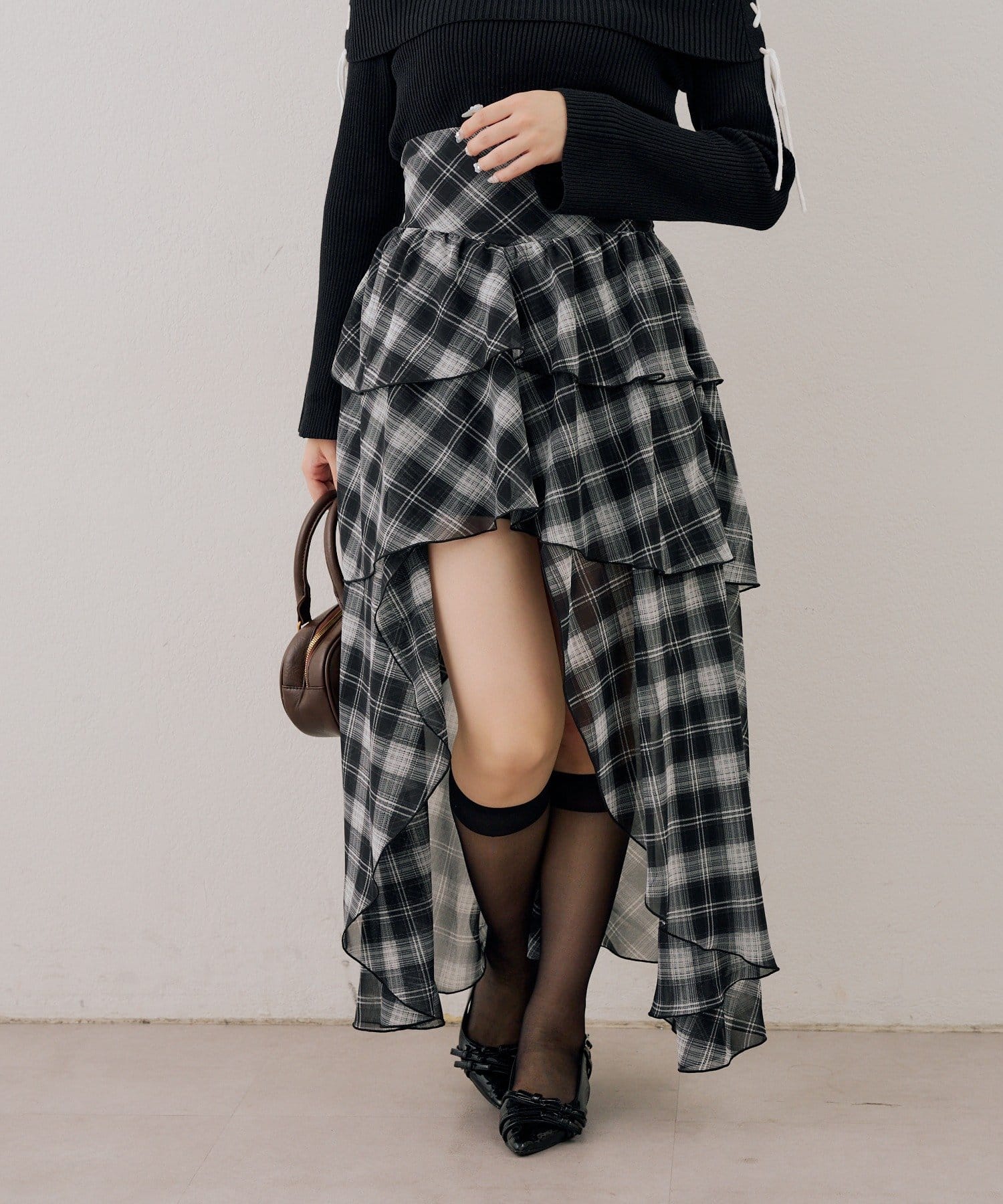 NICE CLAUP / OLIVE des OLIVE OUTLET(ナイスクラップ  / オリーブ デ オリーブ アウトレット) 【@reve.perle_/@nc_runa0119企画】ラッフルロングスカート