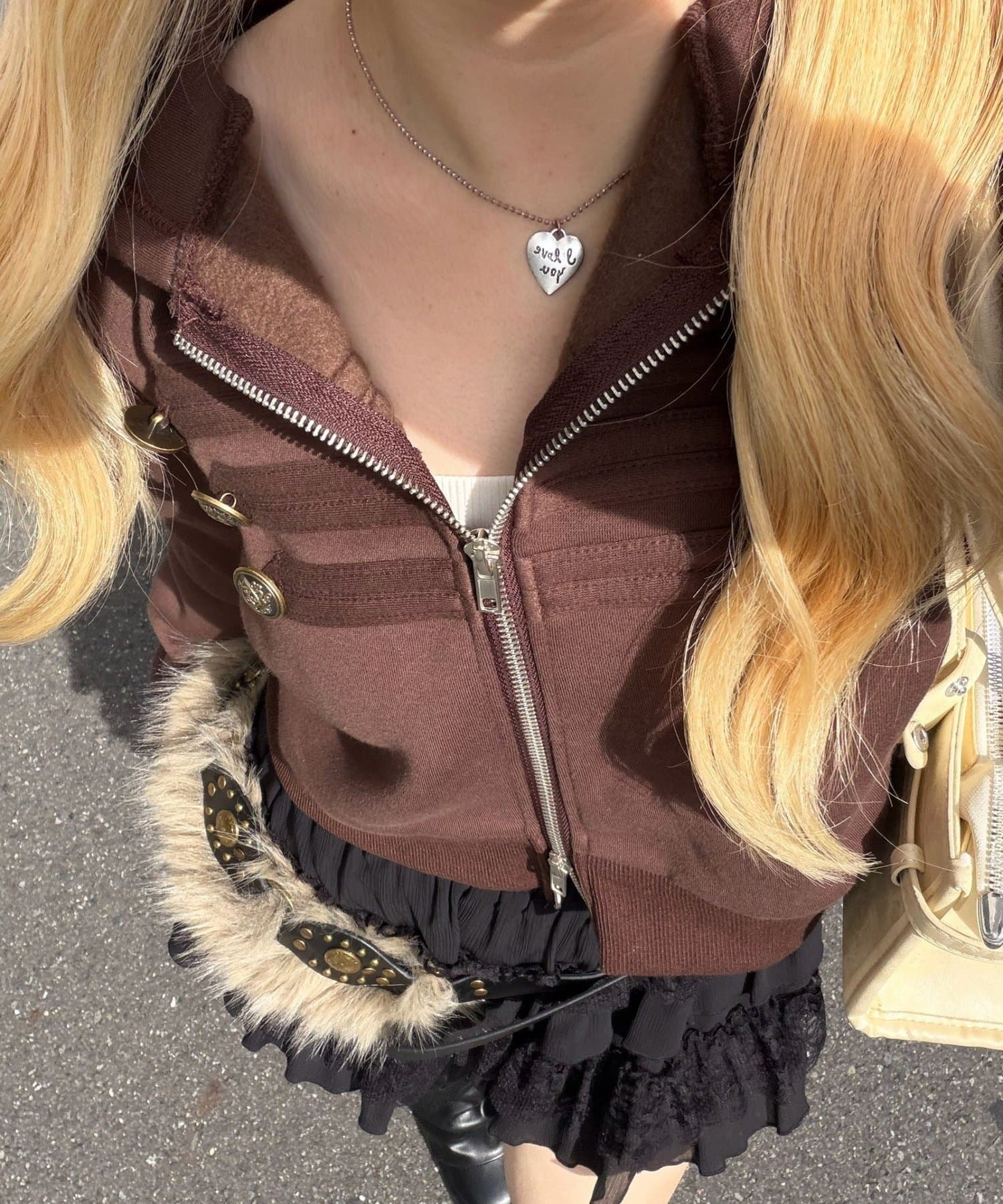 NICE CLAUP / OLIVE des OLIVE OUTLET(ナイスクラップ  / オリーブ デ オリーブ アウトレット) 【continuer】フェイクファーコンビベルト