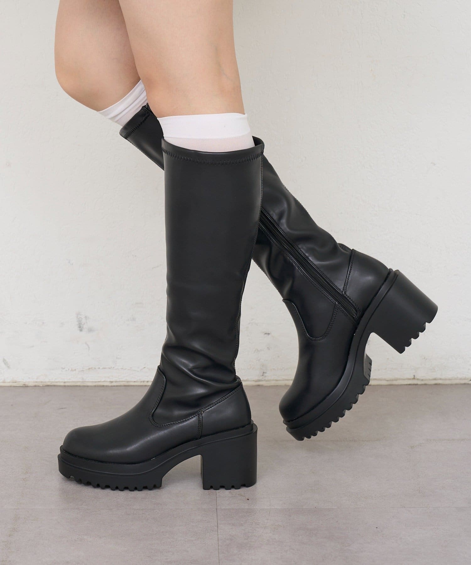 NICE CLAUP / OLIVE des OLIVE OUTLET(ナイスクラップ  / オリーブ デ オリーブ アウトレット) 【continuer】厚底ロングブーツ