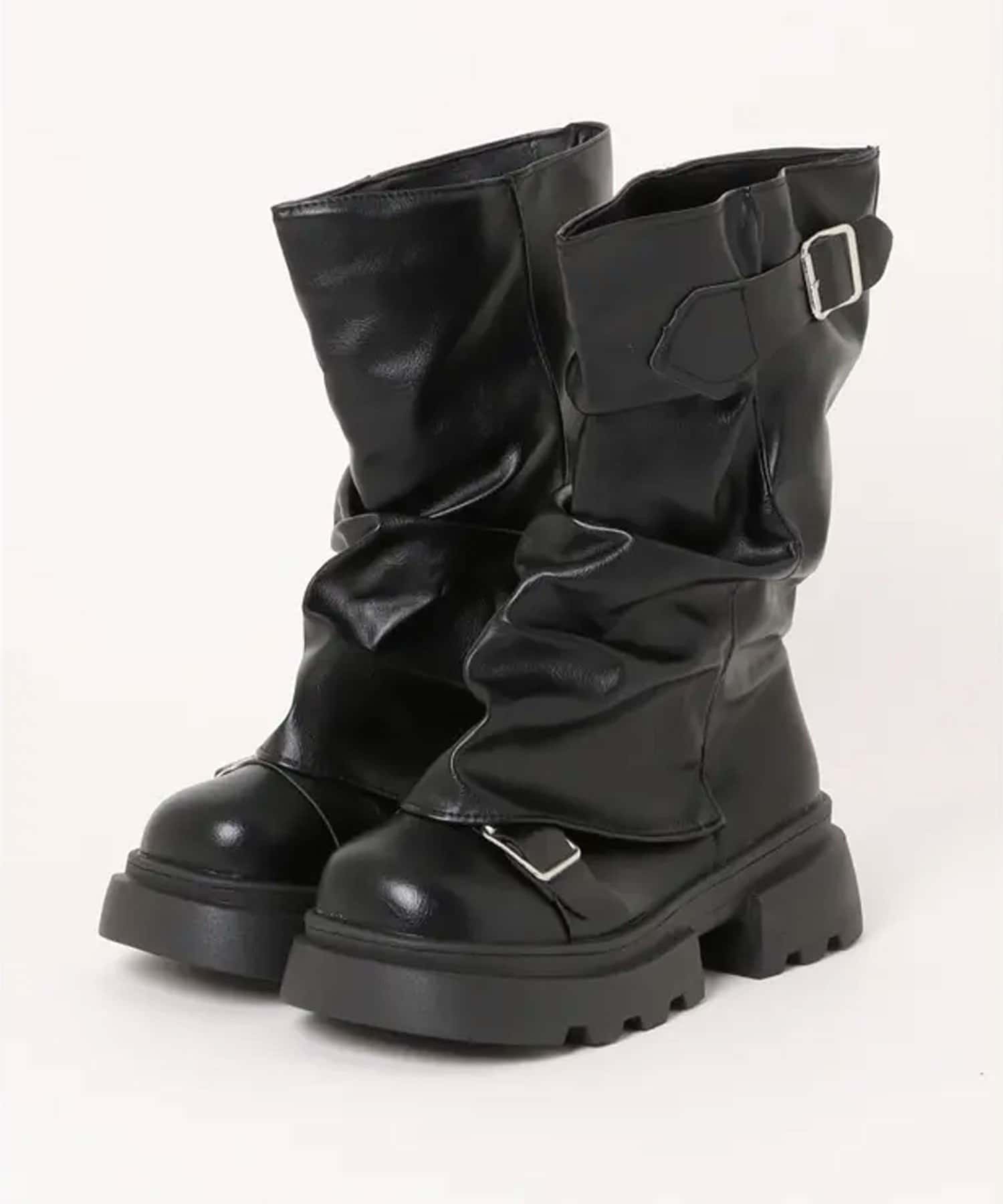 NICE CLAUP / OLIVE des OLIVE OUTLET(ナイスクラップ  / オリーブ デ オリーブ アウトレット) 【continuer】厚底くしゅくしゅエンジニアブーツ