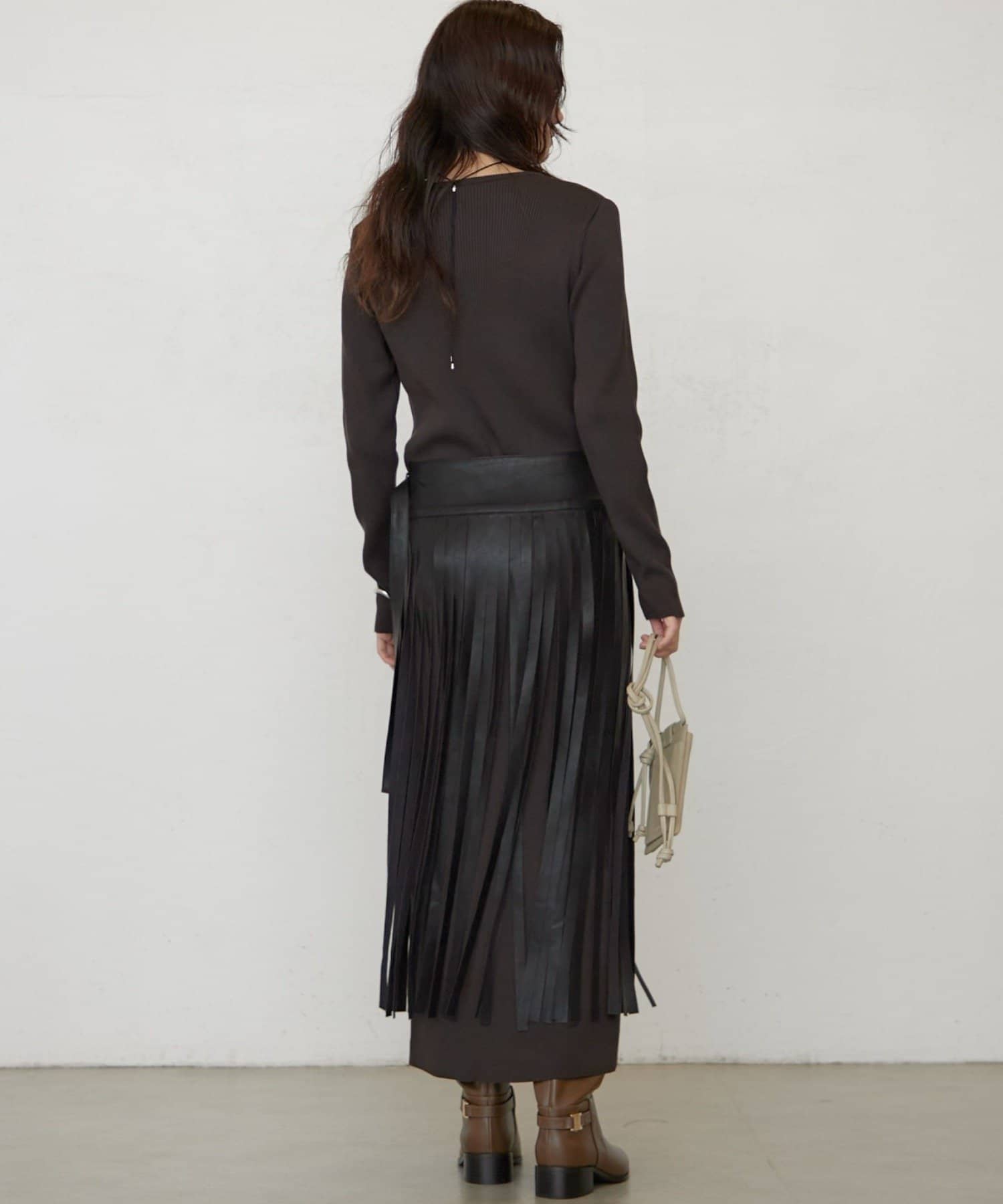 LOUNGEDRESS(ラウンジドレス) Uネックリブニットワンピース